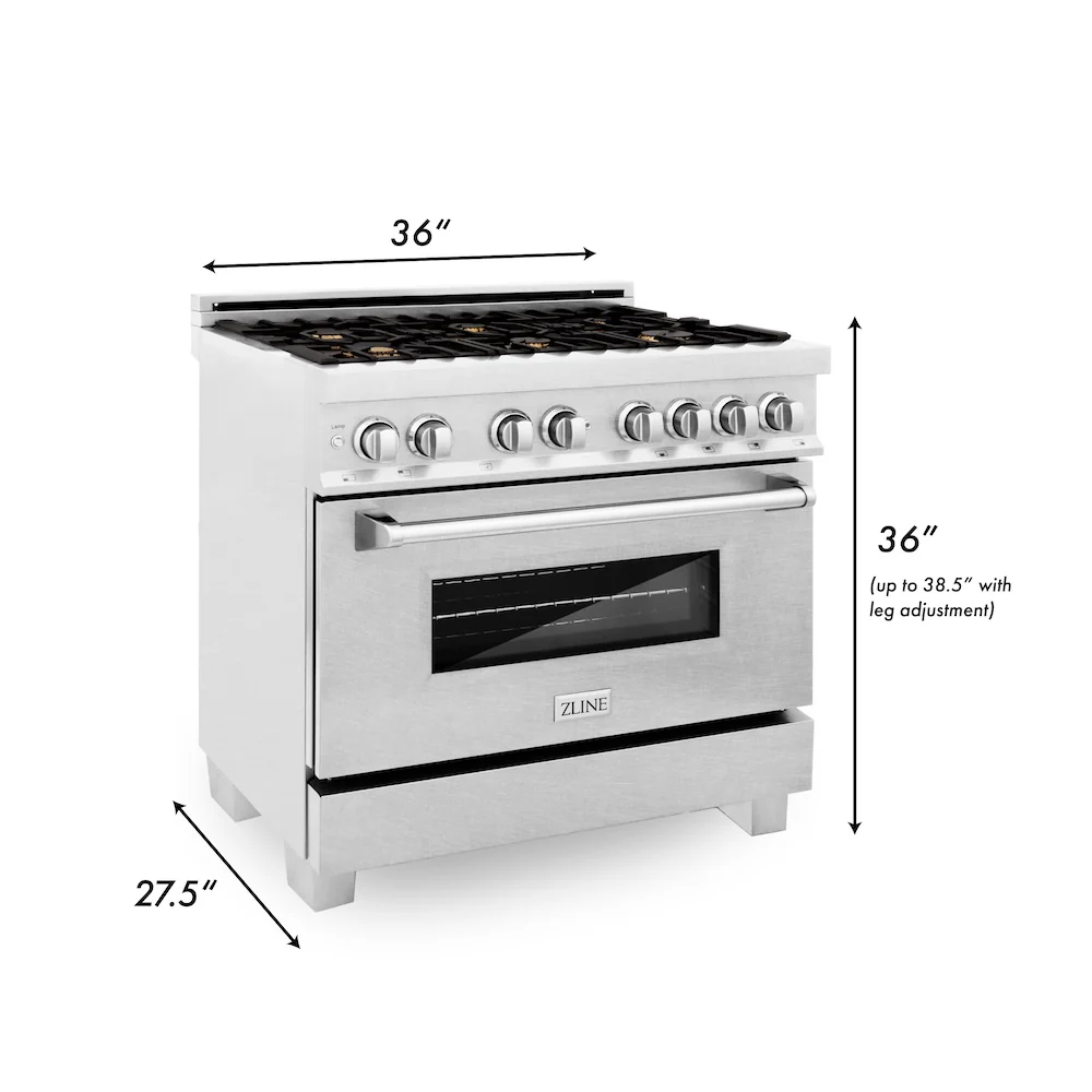 ZLINE 36 in. 4.6 cu. ft. Legacy Dual Fuel Range with Gas Cooktop and Electric Convection Oven in Satin Stainless Steel with 6 Brass Burners (RAS-SN-BR-36) - Image 28