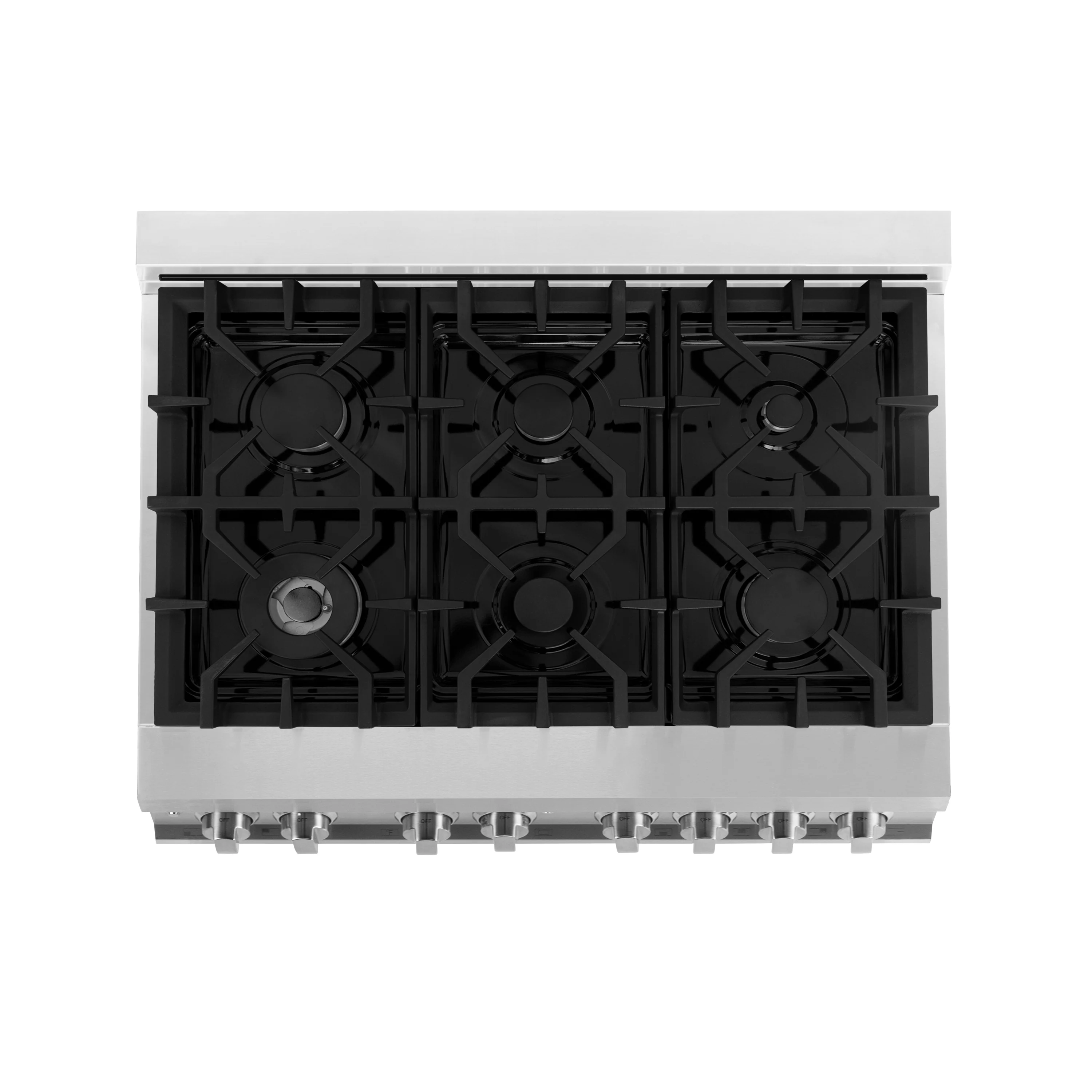 ZLINE 36 in. 4.6 cu. ft. Legacy Dual Fuel Range with 6 Burner Gas Cooktop and Electric Convection Oven in Stainless Steel and Black Matte Door (RA-BLM-36) - Image 8