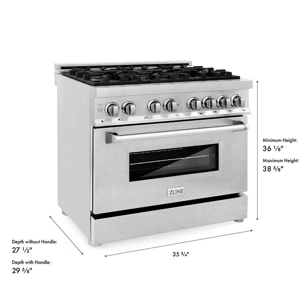ZLINE 36 in. 4.6 cu. ft. Legacy Dual Fuel Range with 6 Burner Gas Cooktop and Electric Convection Oven in Stainless Steel with Satin Stainless Steel Door (RA-SN-36) - Image 19