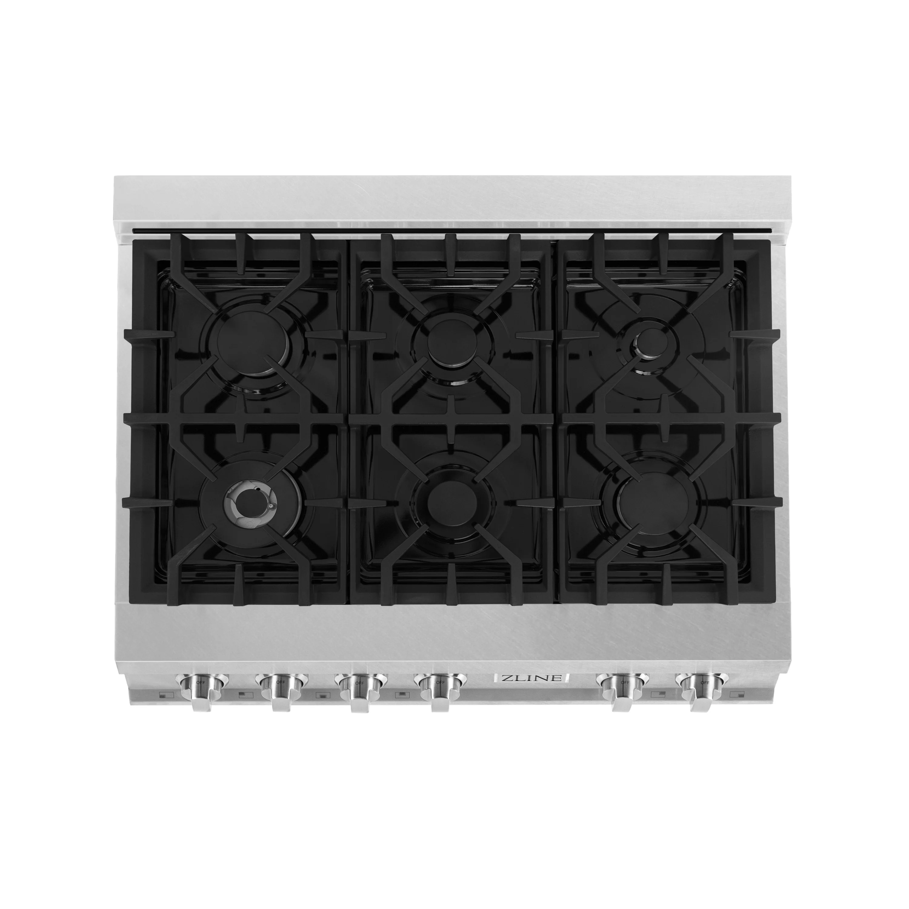 ZLINE 36 in. Legacy Gas Rangetop with 6 Burners and Porcelain Cooktop in Satin Stainless Steel (RTS-36) - Image 5