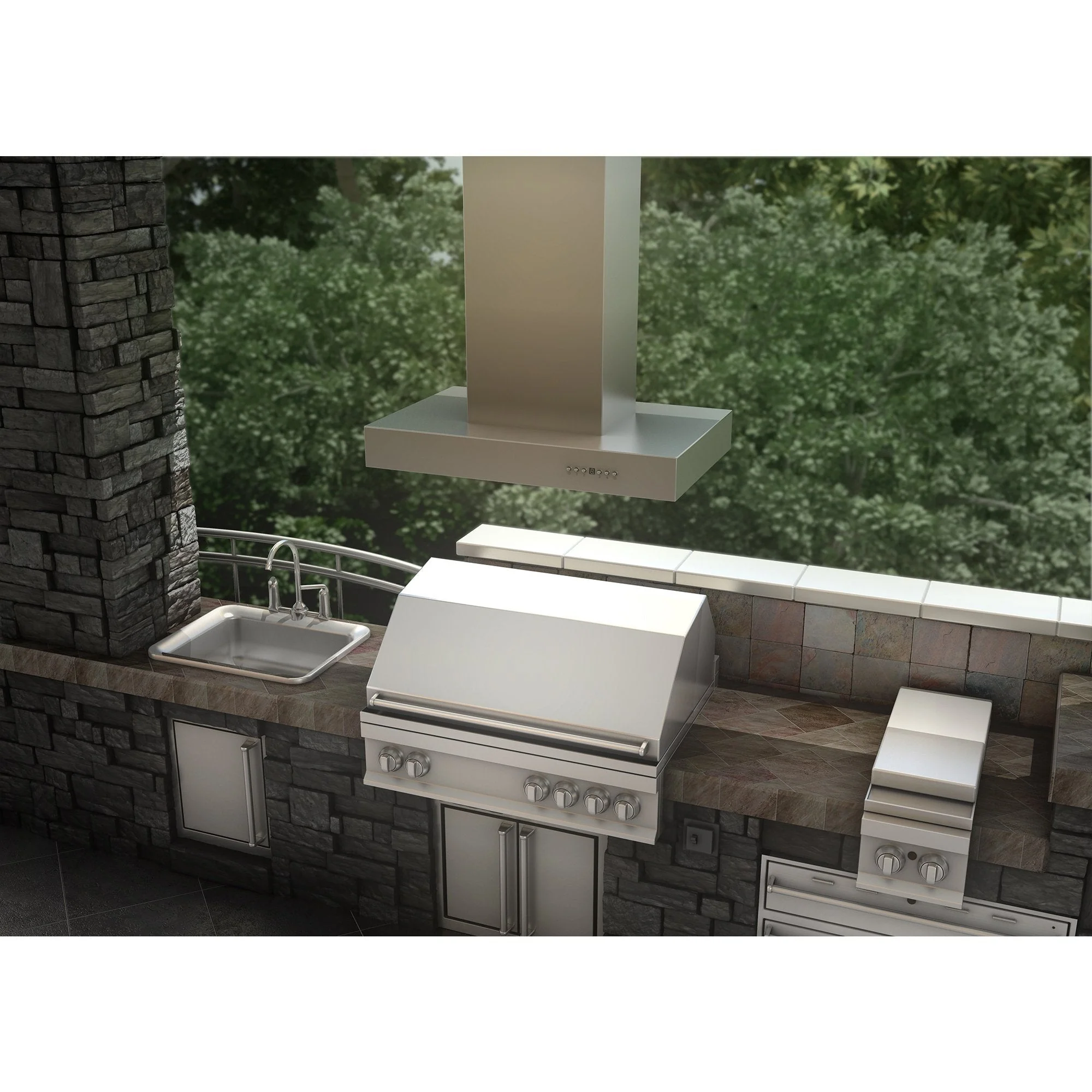 ZLINE 36 in. Ducted Outdoor Island Mount Range Hood in Stainless Steel (KECOMi-304-36) - Image 7