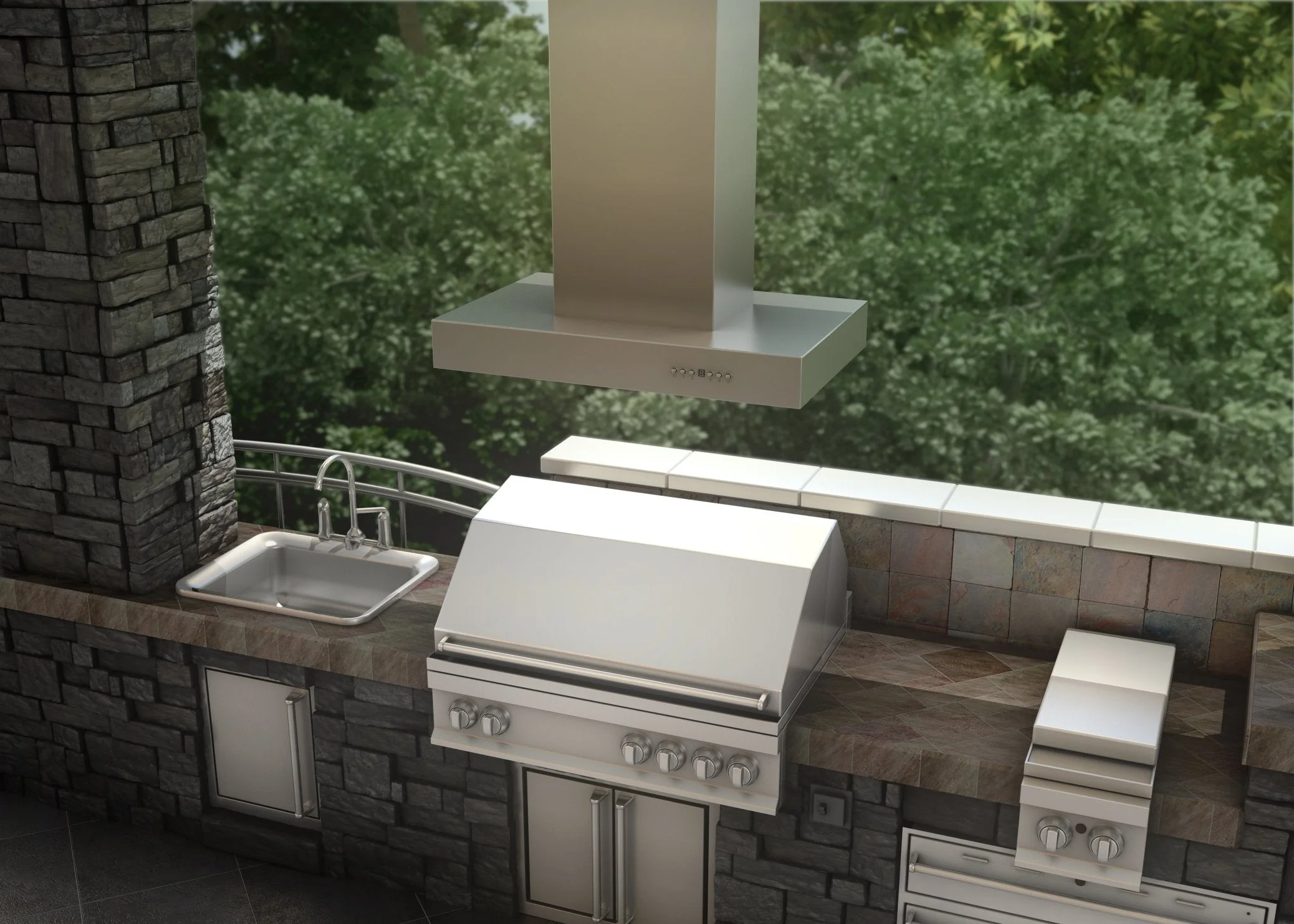 ZLINE 36 in. Ducted Outdoor Island Mount Range Hood in Stainless Steel (KECOMi-304-36) - Image 8