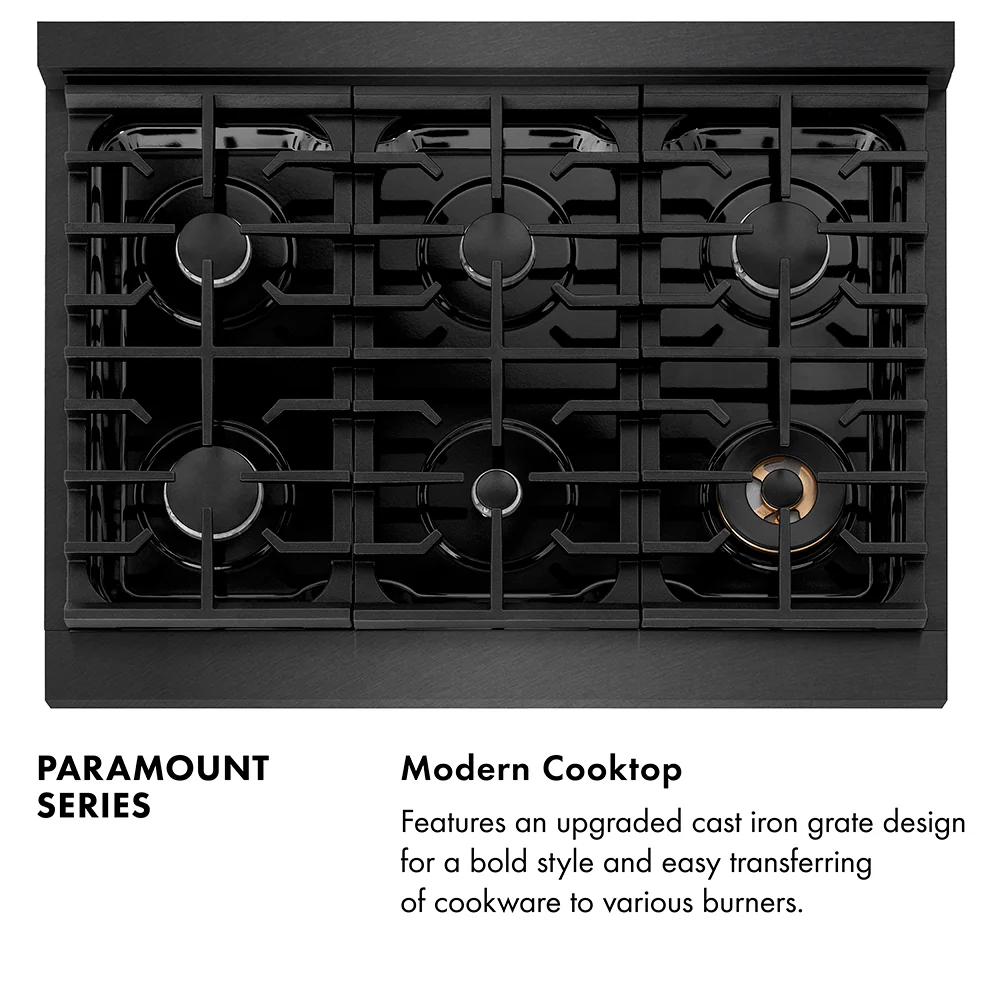 ZLINE 36 in. 5.2 cu. ft. Paramount Dual Fuel Range with 6 Burner Gas Cooktop and Electric Convection Oven in Black Satin Stainless Steel (SDRBS-36) - Image 12