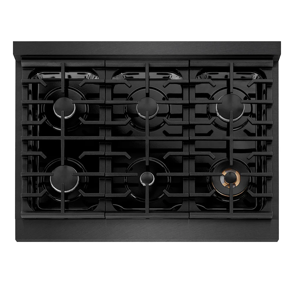 ZLINE 36 in. 5.2 cu. ft. Paramount Dual Fuel Range with 6 Burner Gas Cooktop and Electric Convection Oven in Black Satin Stainless Steel (SDRBS-36) - Image 8