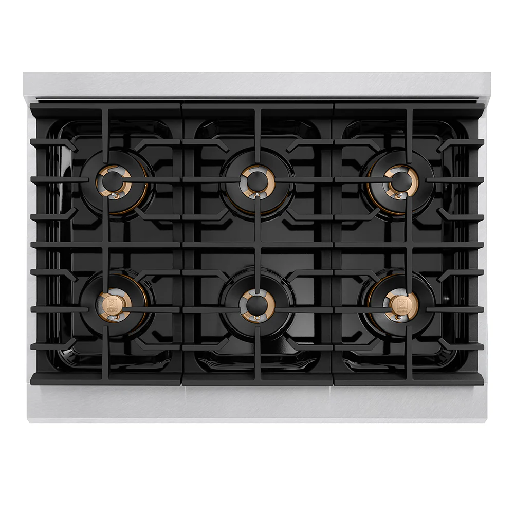 ZLINE 36 in. 5.2 cu. ft. Paramount Dual Fuel Range with 6 Burner DuoPro™ Cooktop and Electric Convection Oven in Satin Stainless Steel with White Matte Door (PSDRS-WM-36) - Image 2