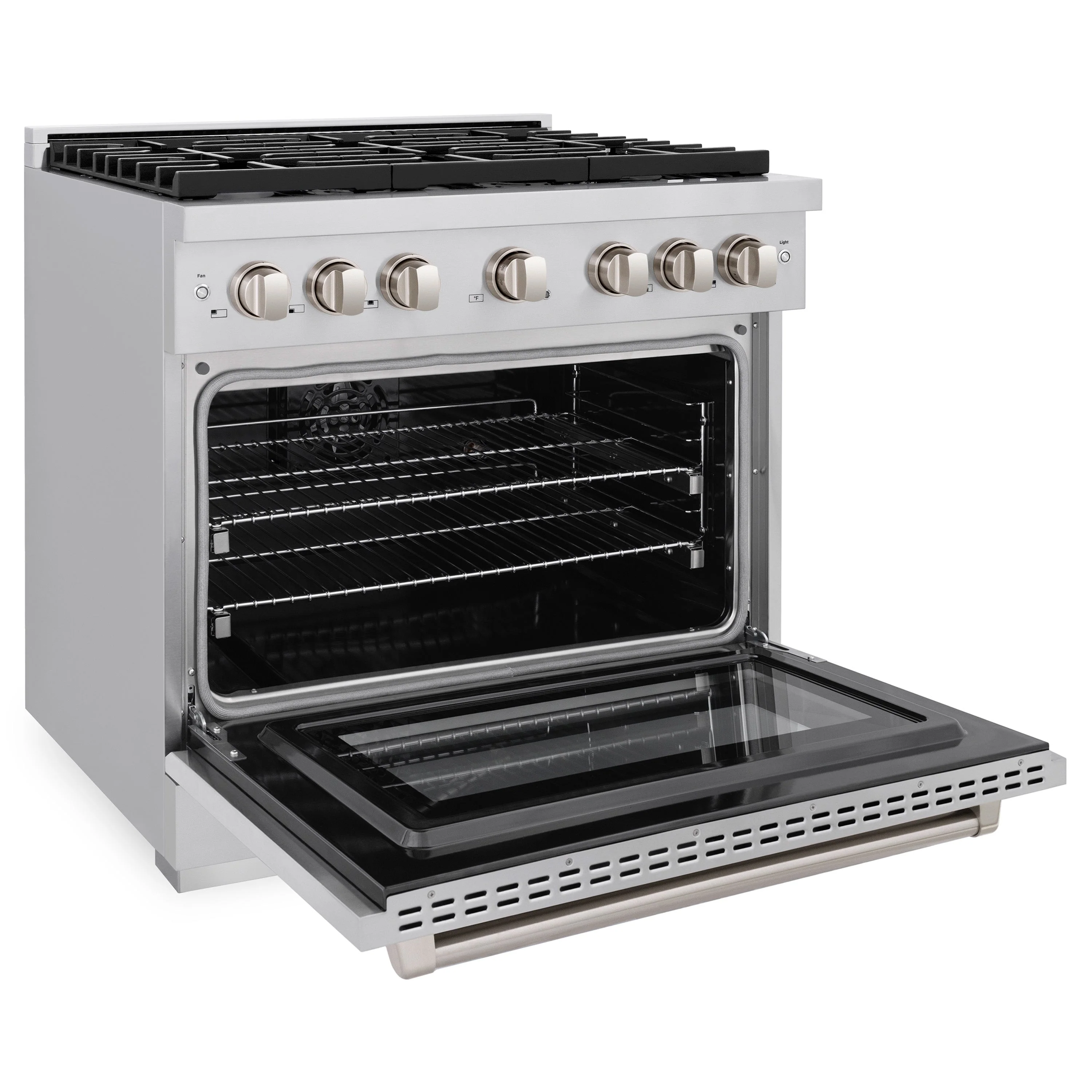 ZLINE 36 in. 5.2 cu. ft. Paramount Dual Fuel Range with Gas Cooktop and Electric Convection Oven in Stainless Steel with 6 Brass Burners (SDR-BR-36) - Image 8