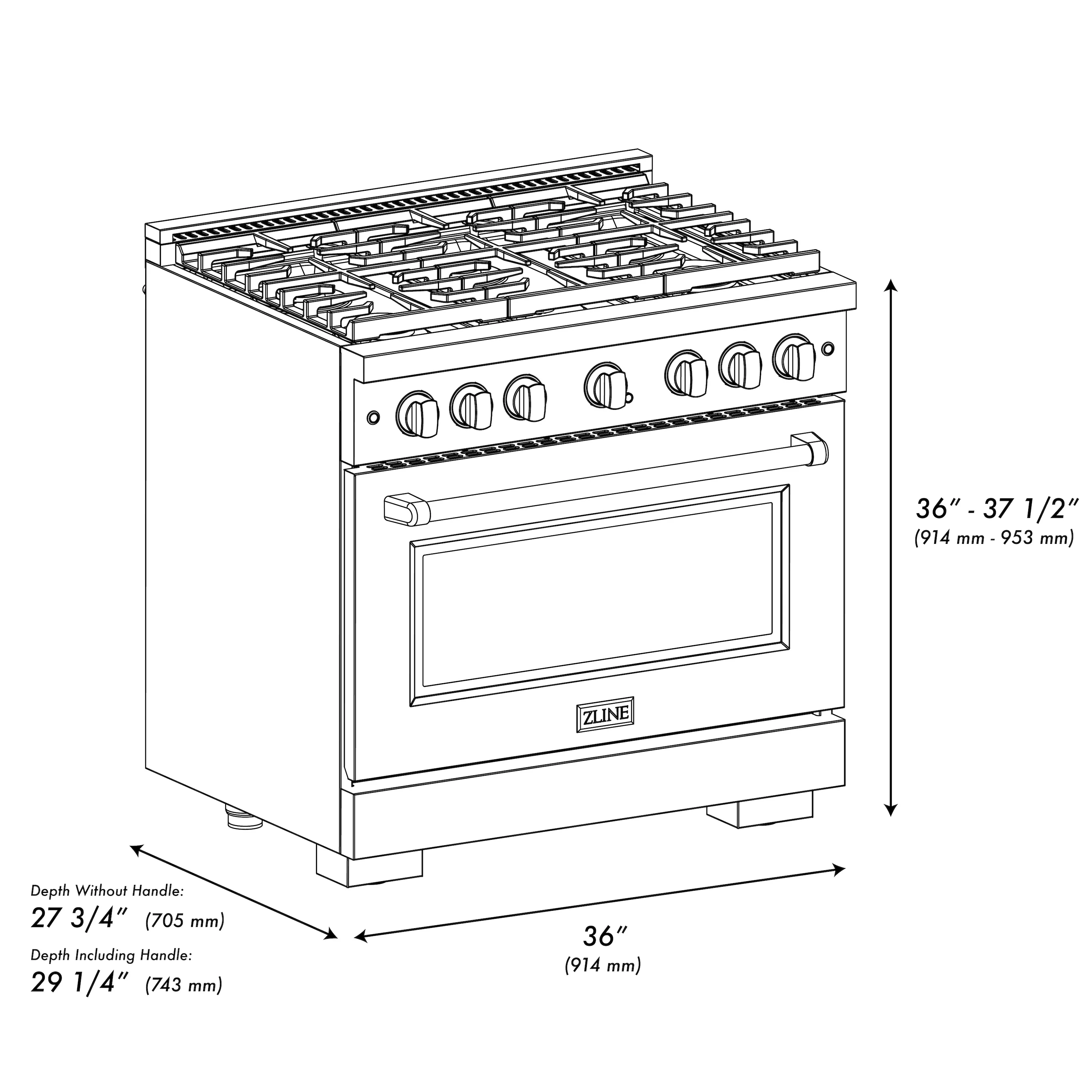 ZLINE 36 in. 5.2 cu. ft. Paramount Dual Fuel Range with 6 Burner Gas Cooktop and Electric Convection Oven in Stainless Steel with White Matte Door (SDR-WM-36) - Image 14