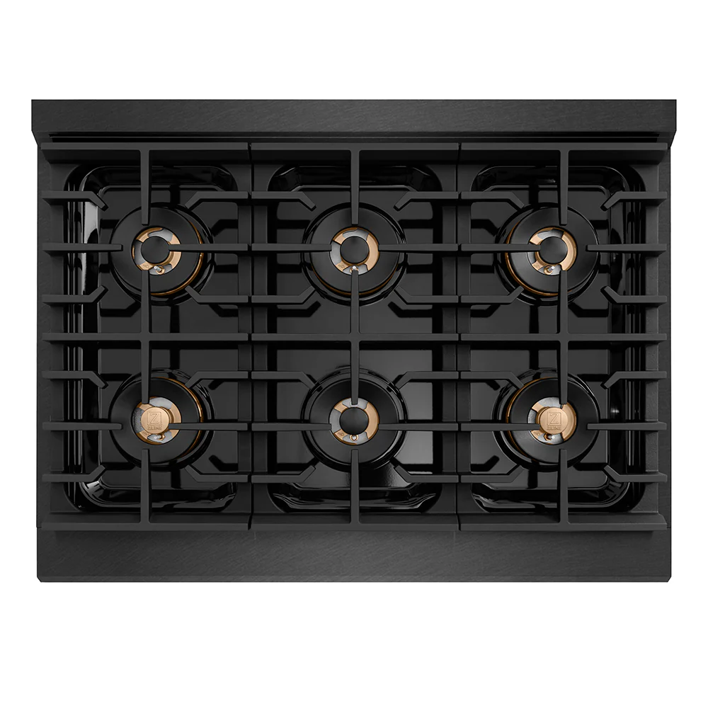 ZLINE 36 in. 5.2 cu. ft. Paramount Gas Range with 6 Burner DuoPro™ Cooktop and Convection Gas Oven in Black Satin Stainless Steel (PSGRBS-36) - Image 2