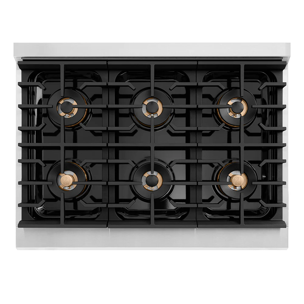 ZLINE 36 in. 5.2 cu. ft. Paramount Gas Range with 6 Burner DuoPro™ Cooktop and Convection Gas Oven with White Matte Door (PSGR-WM-36) - Image 2
