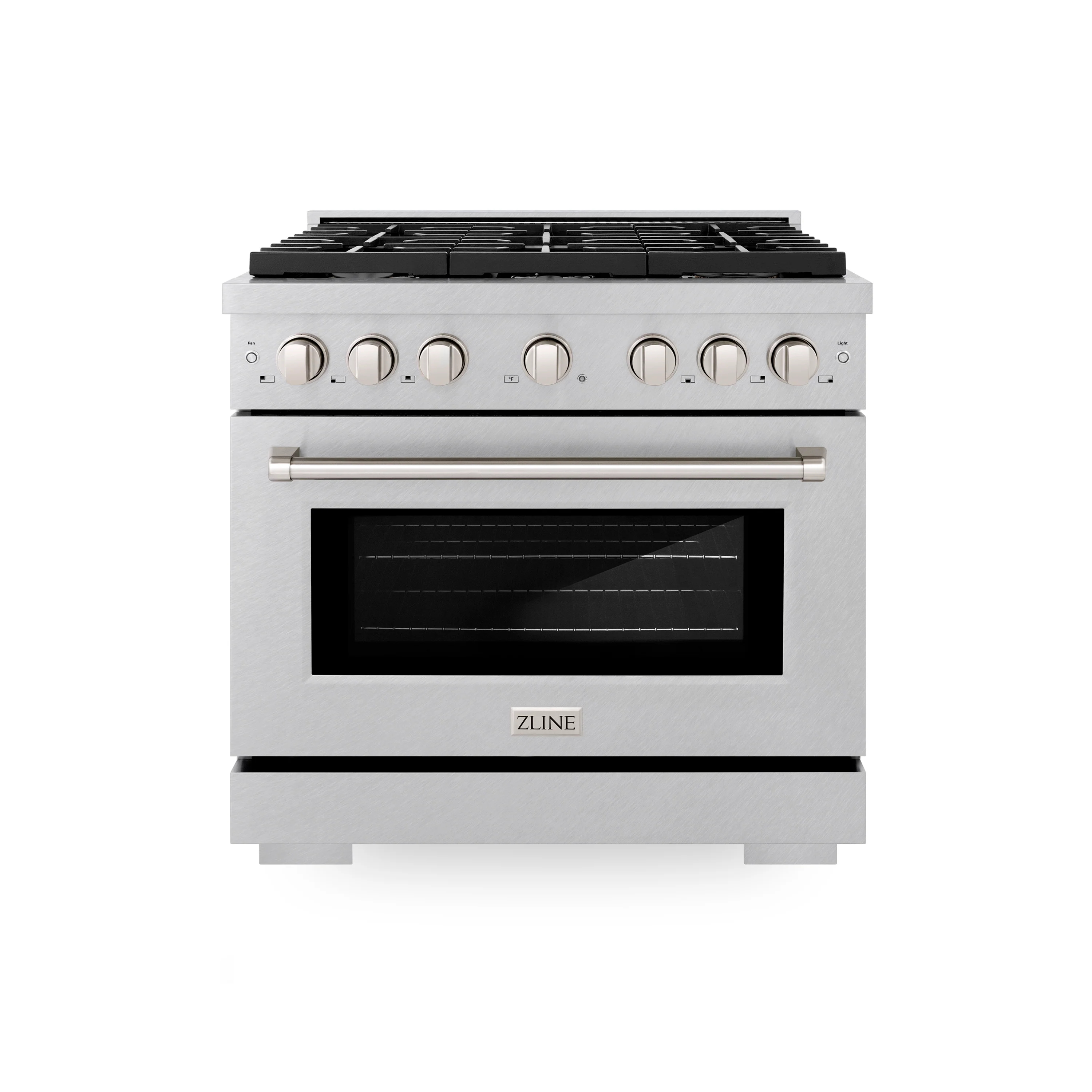 ZLINE 36 in. 5.2 cu. ft. Paramount Gas Range with Convection Gas Oven in Satin Stainless Steel with 6 Brass Burners (SGRS-BR-36) - Image 6