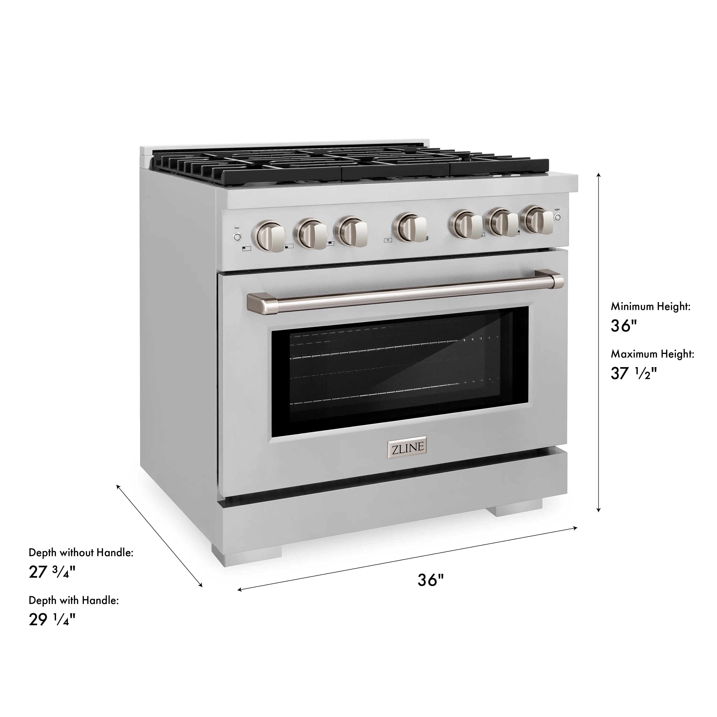 ZLINE 36 in. 5.2 cu. ft. Paramount Gas Range with Convection Gas Oven in Stainless Steel with 6 Brass Burners (SGR-BR-36) - Image 20