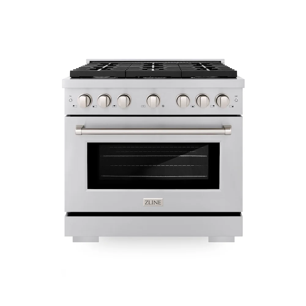 ZLINE 36 in. 5.2 cu. ft. Paramount Gas Range with 6 Burner Cooktop and Convection Gas Oven in Stainless Steel (SGR36) - Image 3