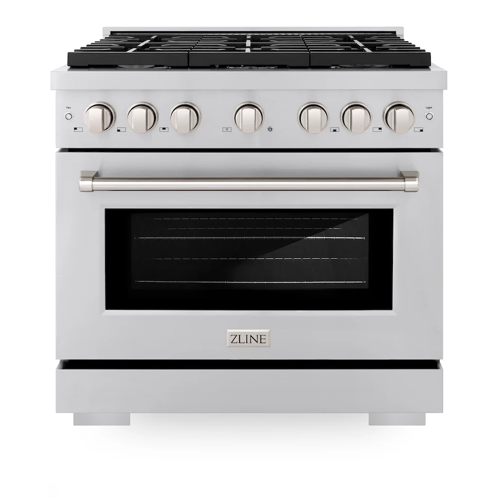 ZLINE 36 in. 5.2 cu. ft. Paramount Gas Range with 6 Burner Cooktop and Convection Gas Oven in Stainless Steel (SGR36) - Image 4