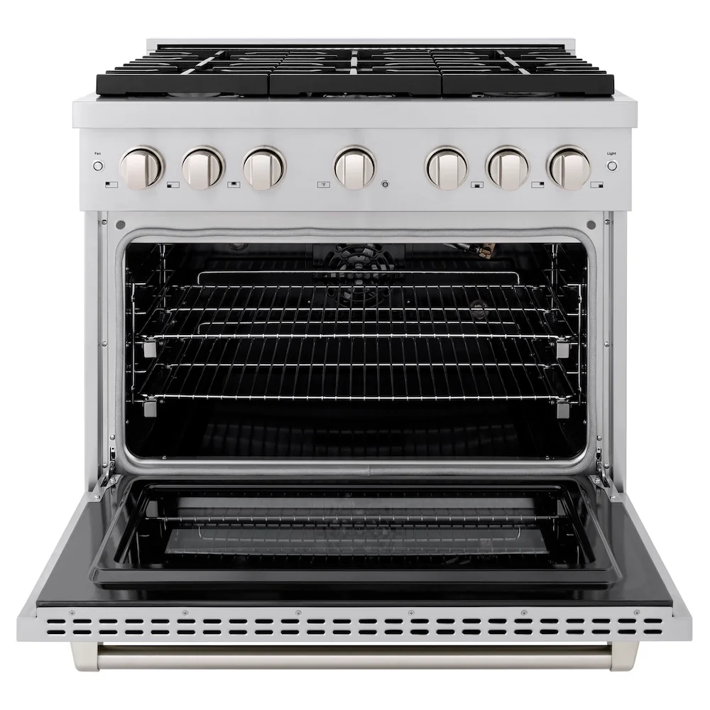 ZLINE 36 in. 5.2 cu. ft. Paramount Gas Range with 6 Burner Cooktop and Convection Gas Oven in Stainless Steel (SGR36) - Image 5