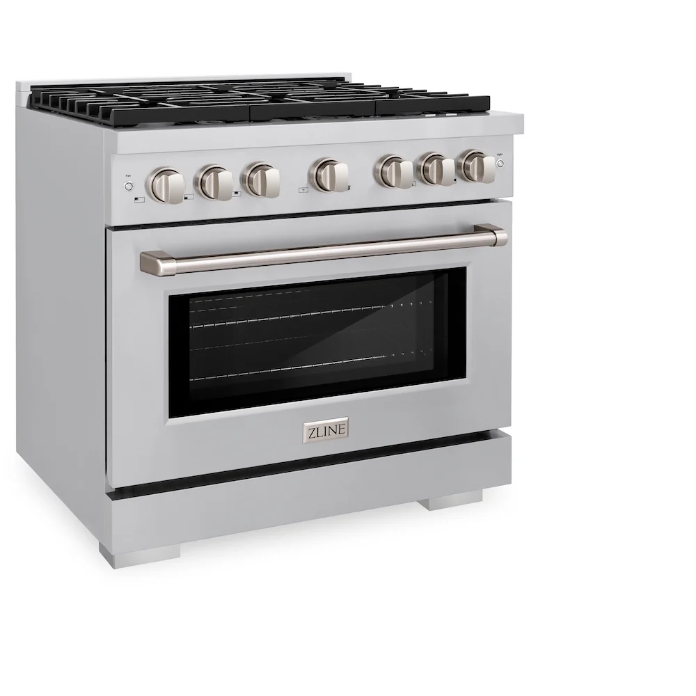 ZLINE 36 in. 5.2 cu. ft. Paramount Gas Range with 6 Burner Cooktop and Convection Gas Oven in Stainless Steel (SGR36) - Image 6