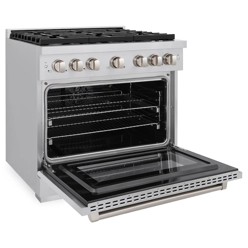 ZLINE 36 in. 5.2 cu. ft. Paramount Gas Range with 6 Burner Cooktop and Convection Gas Oven in Stainless Steel (SGR36) - Image 7