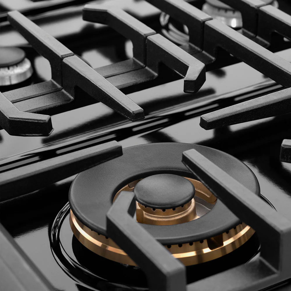 ZLINE 36 in. Paramount Gas Rangetop with 6 Burners and Porcelain Cooktop in Black Satin Stainless Steel (SRTBS-36) - Image 4