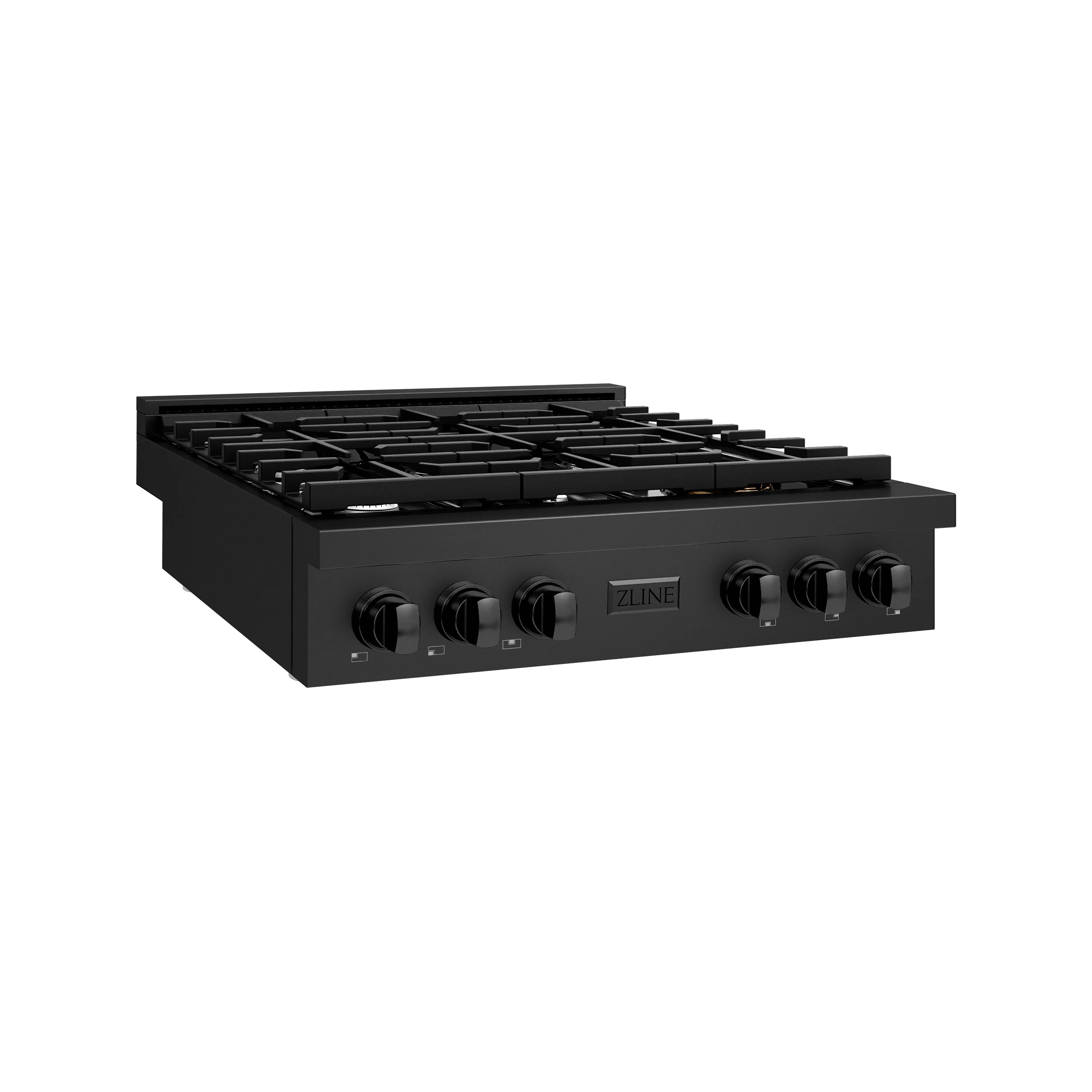 ZLINE 36 in. Paramount Gas Rangetop with 6 Burners and Porcelain Cooktop in Black Stainless Steel (SRTB-36) - Image 2