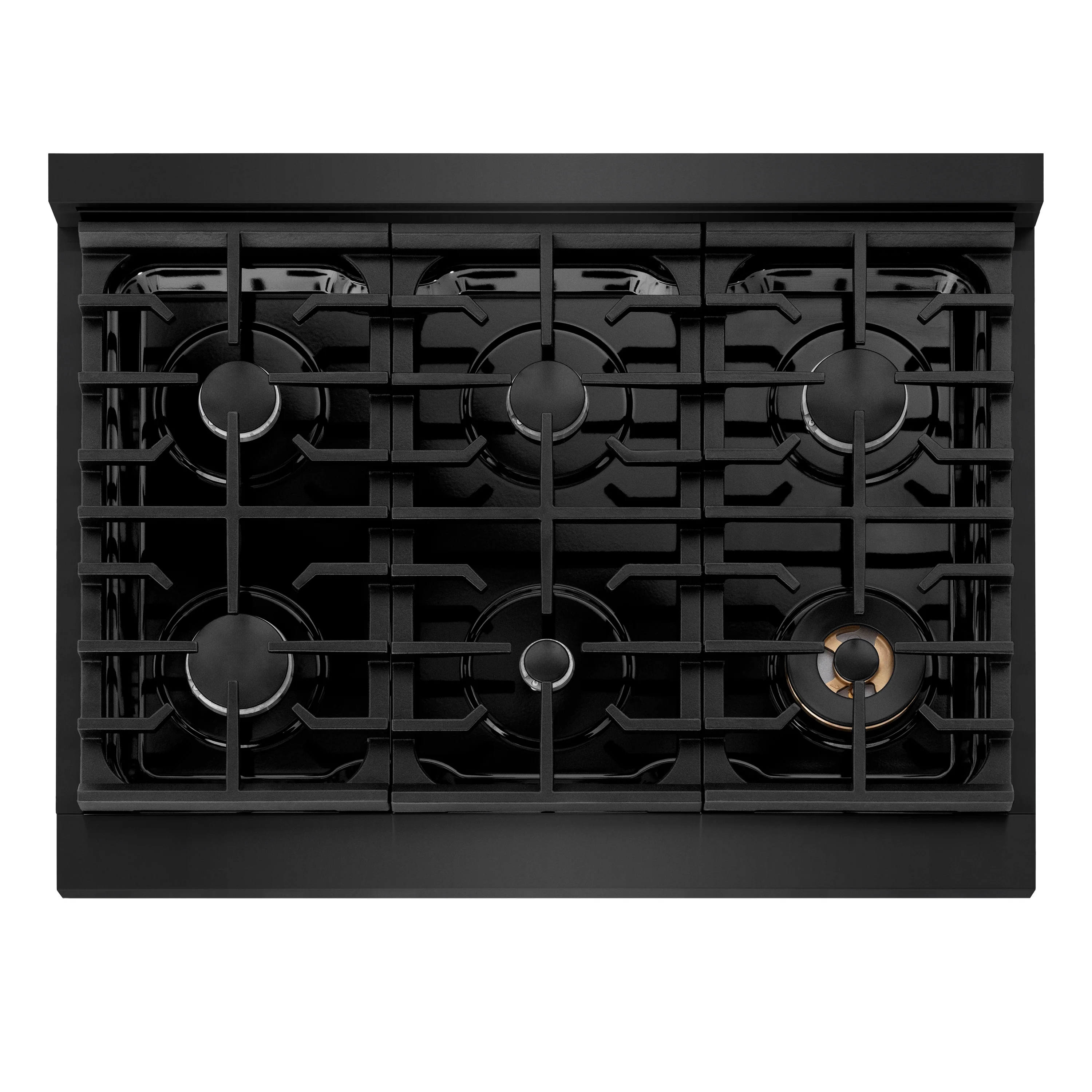 ZLINE 36 in. Paramount Gas Rangetop with 6 Burners and Porcelain Cooktop in Black Stainless Steel (SRTB-36) - Image 3