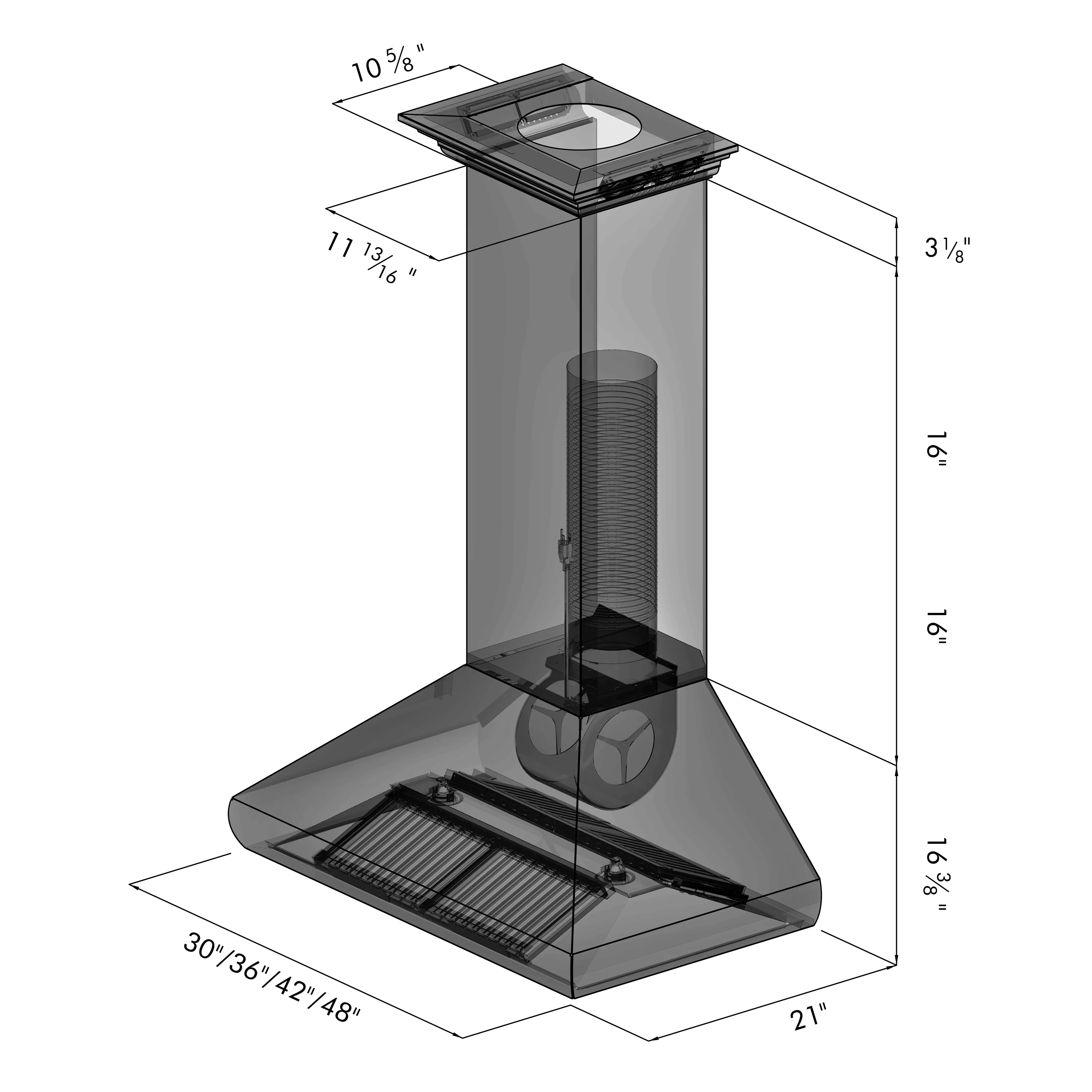ZLINE 36" Professional Convertible Vent Wall Mount Range Hood in Stainless Steel with Crown Molding (587CRN-36) - Image 5