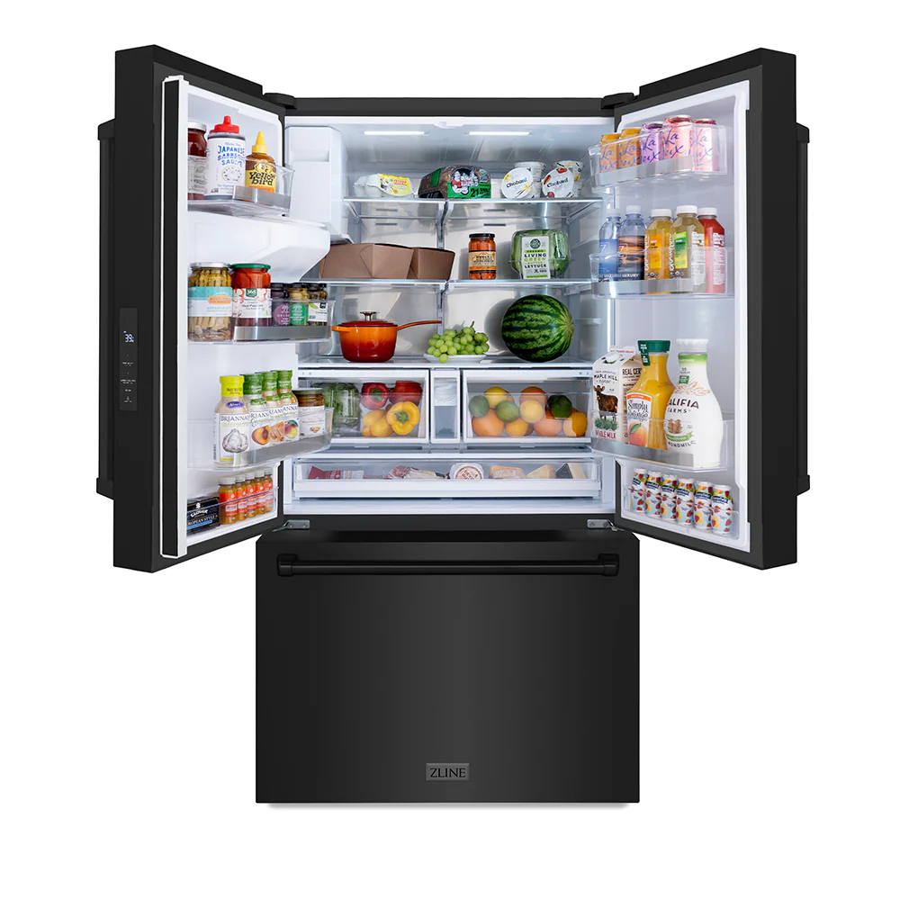 ZLINE 36 in. 28.9 cu. ft. Standard-Depth French Door External Water Dispenser Refrigerator with Dual Ice Maker in Fingerprint-Resistant Black Stainless Steel (RSM-W-36-BS) - Image 5