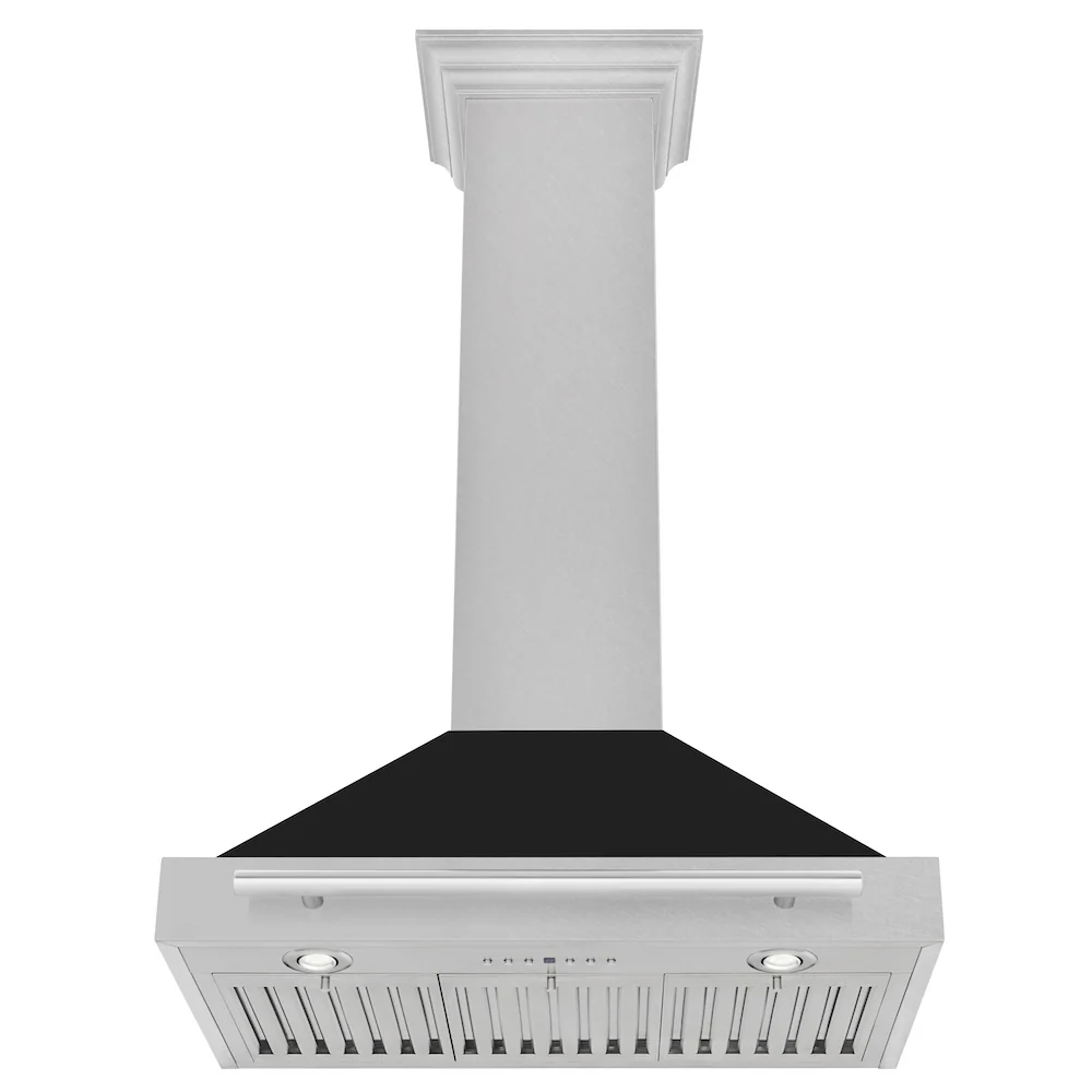 ZLINE 36 in. Convertible Fingerprint Resistant Satin Stainless Steel Range Hood with Black Matte Shell and Stainless Steel Handle (KB4SNX-BLM-36) - Image 5