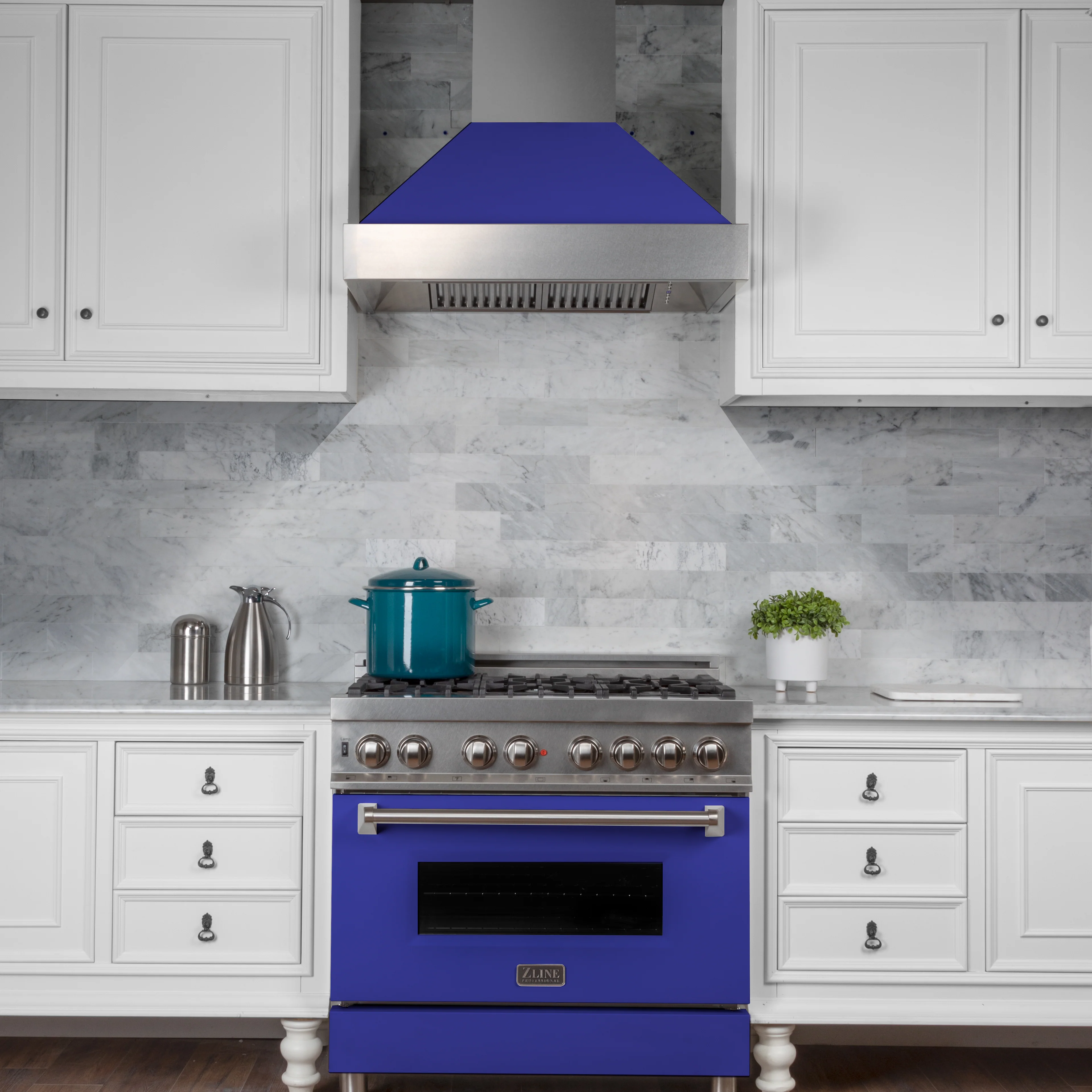 36" Ducted Fingerprint Resistant Stainless Steel Range Hood with Blue Matte Shell (8654BM-36) - Image 7