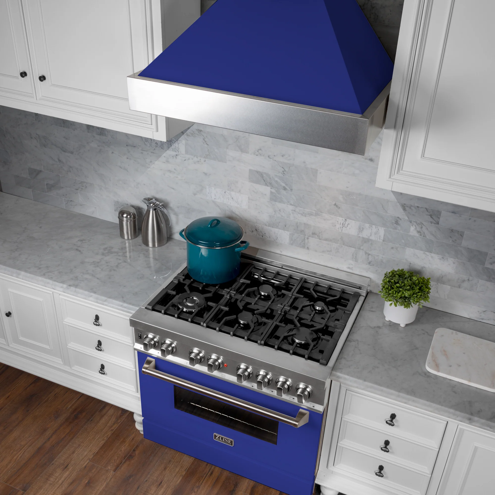 36" Ducted Fingerprint Resistant Stainless Steel Range Hood with Blue Matte Shell (8654BM-36) - Image 9