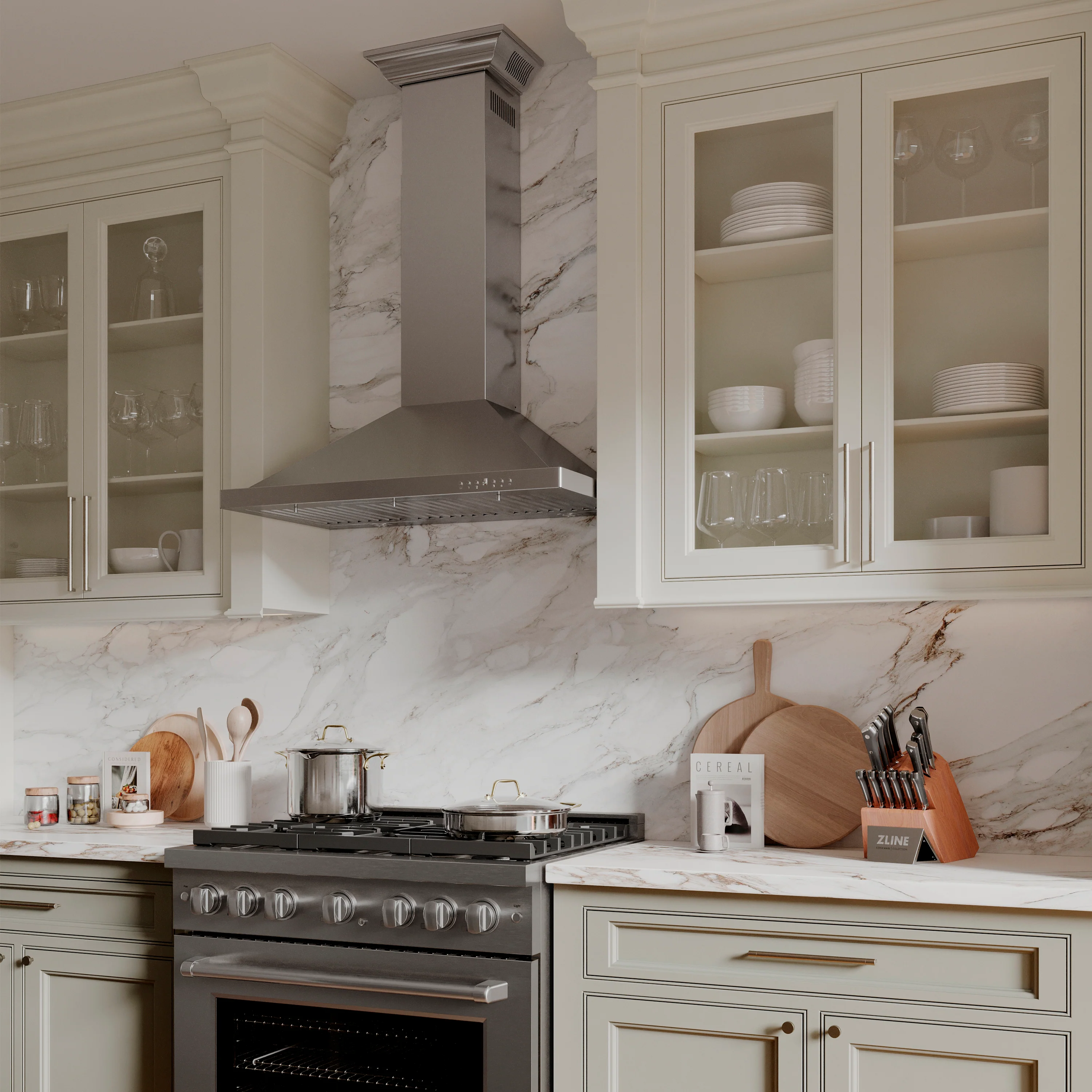 ZLINE 36" Convertible Vent Wall Mount Range Hood in Stainless Steel with Crown Molding (KBCRN-36) - Image 7