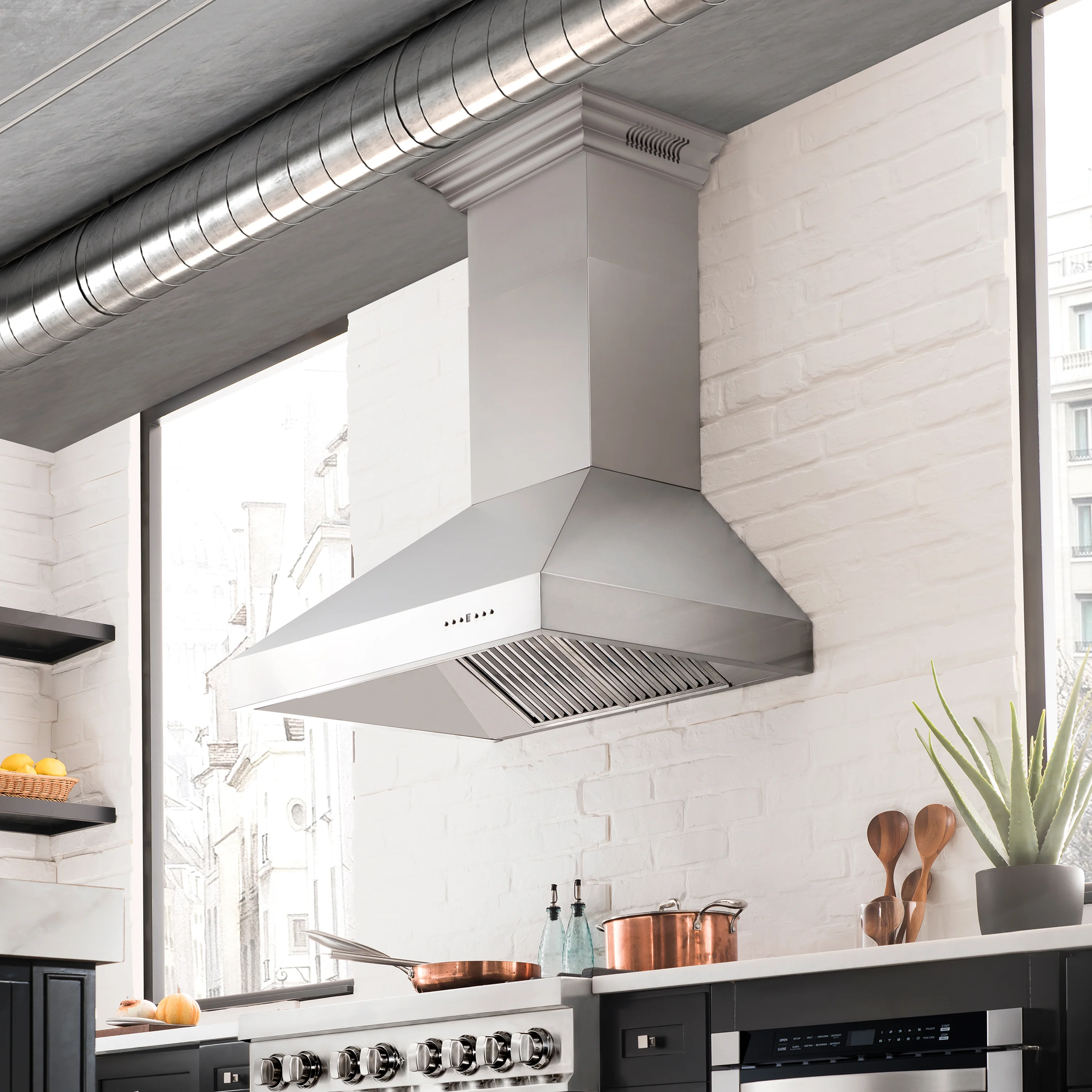 36" ZLINE CrownSound™Ducted Vent Wall Mount Range Hood in Stainless Steel with Built-in Bluetooth Speakers (697CRN-BT-36) - Image 12