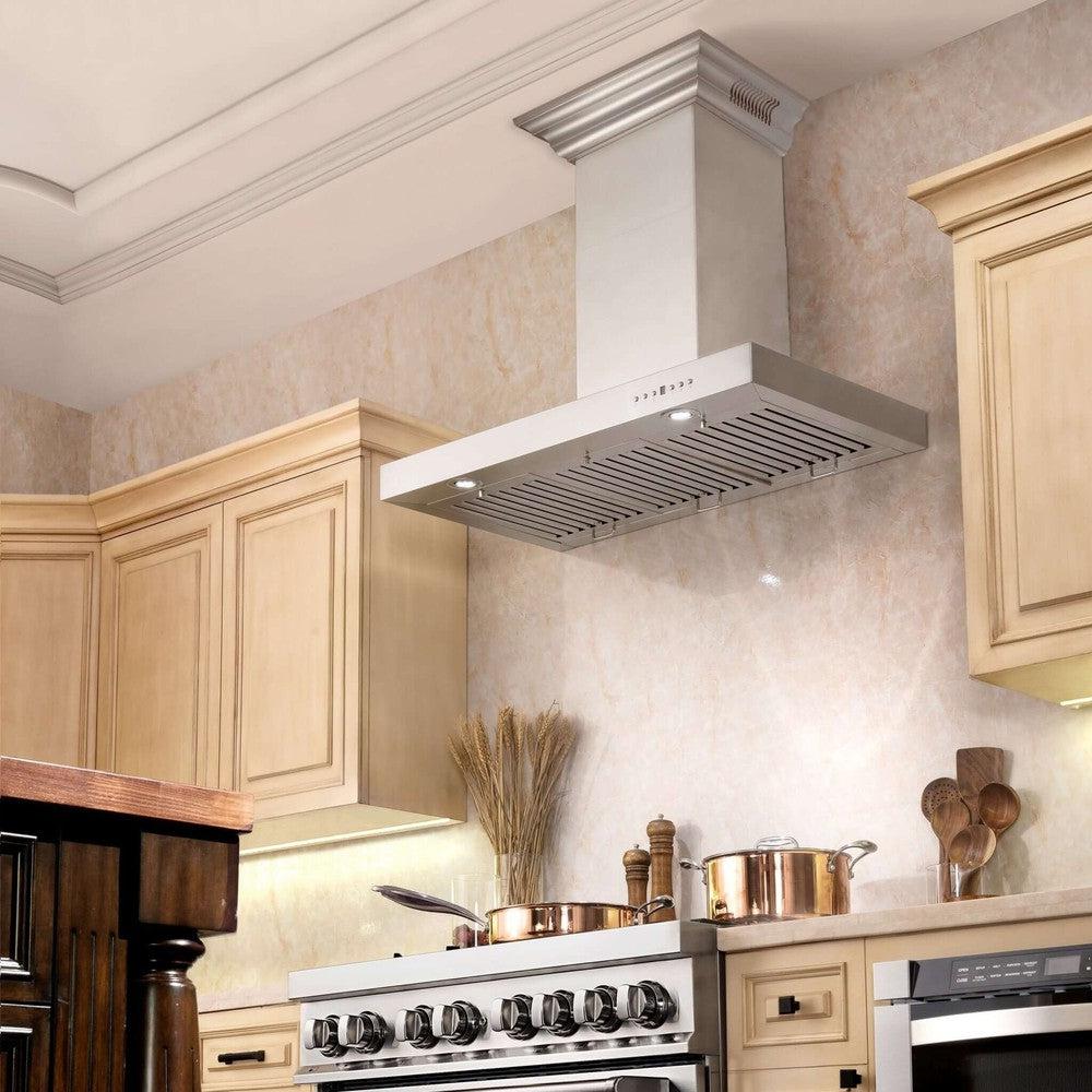36" ZLINE CrownSound™Ducted Vent Wall Mount Range Hood in Stainless Steel with Built-in Bluetooth Speakers (KECRN-BT-36) - Image 2