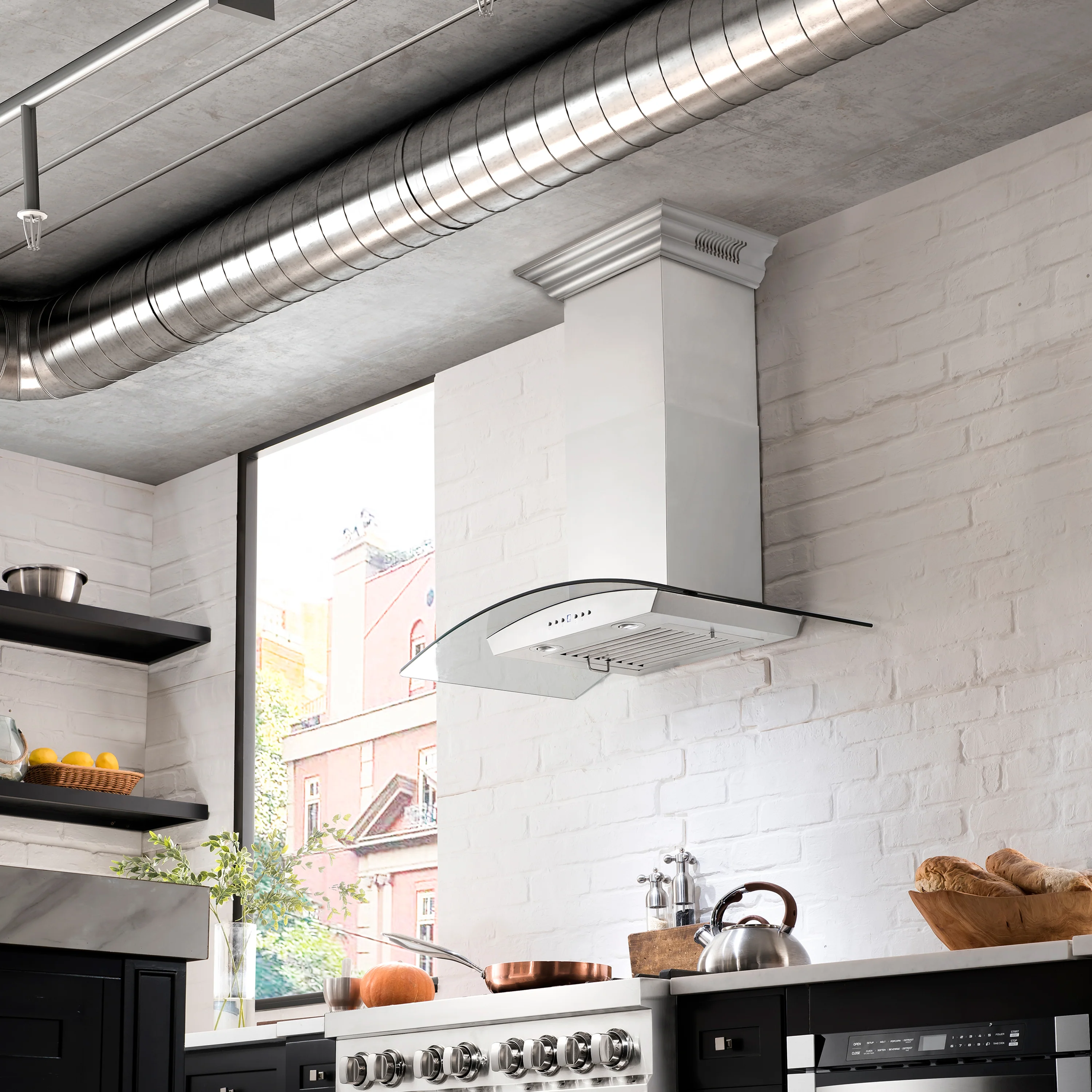 36" ZLINE CrownSound™Ducted Vent Wall Mount Range Hood in Stainless Steel with Built-in Bluetooth Speakers (KZCRN-BT-36) - Image 12