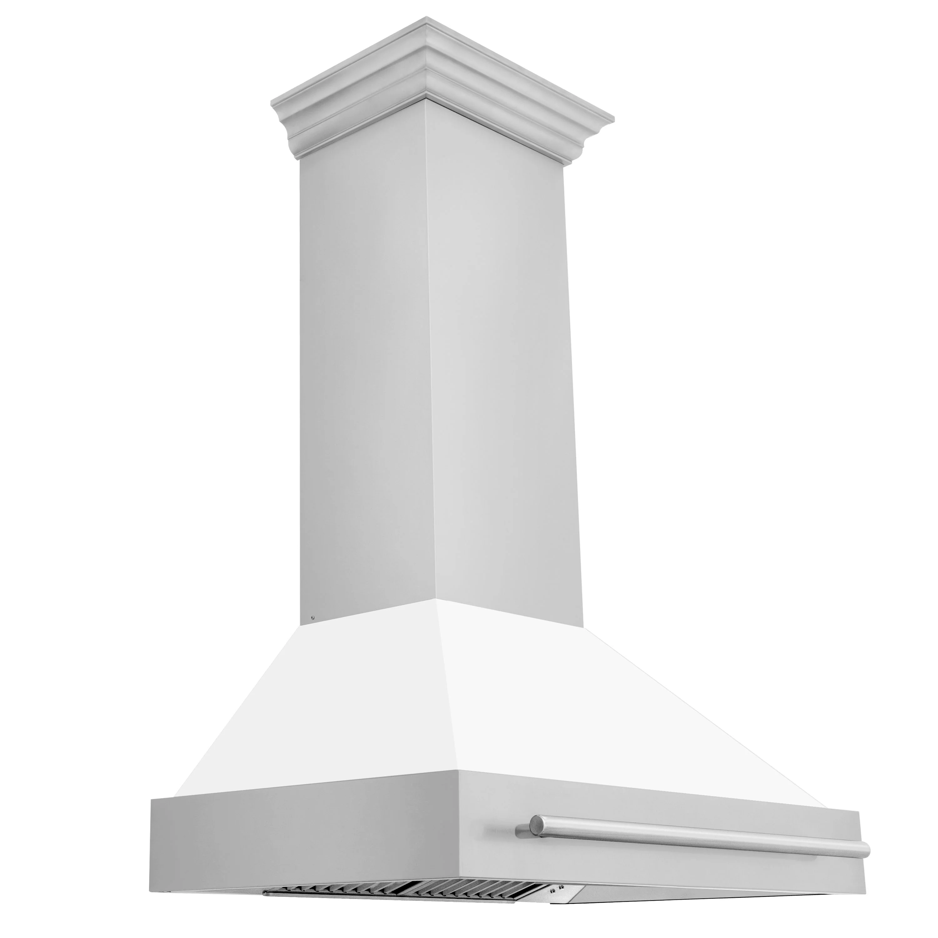 ZLINE 36" Stainless Steel Range Hood with White Matte Shell and Stainless Steel Handle (8654STX-WM-36) - Image 5