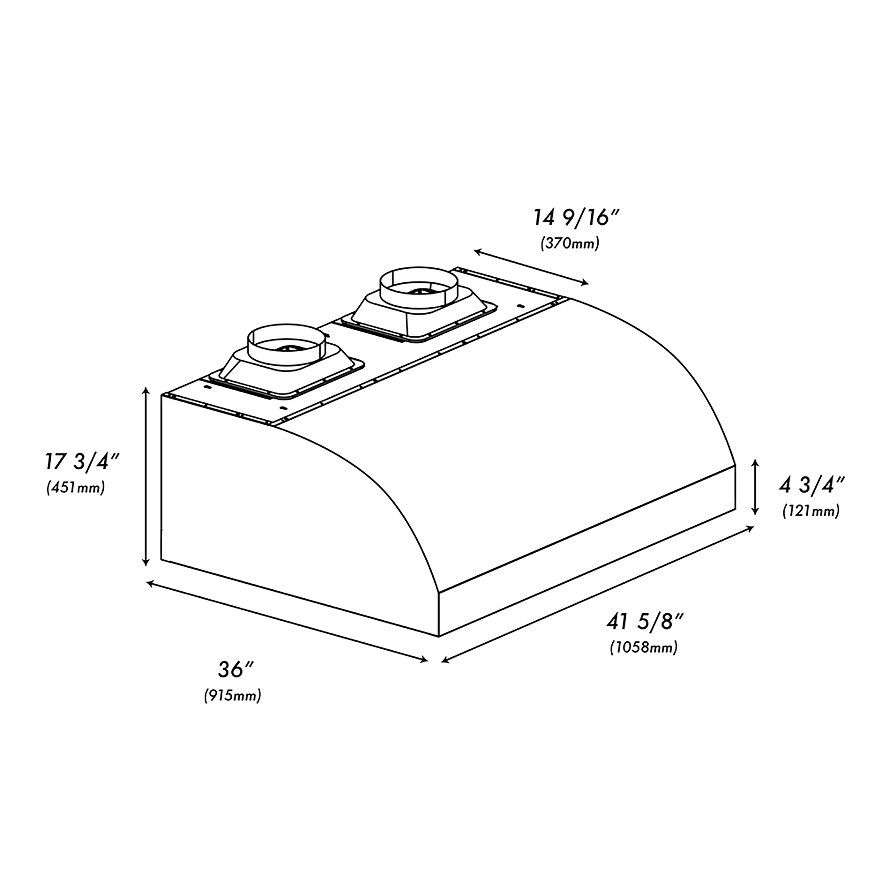 ZLINE 42 in. Under Cabinet Outdoor Grill Hood (GOU2-42) - Image 13