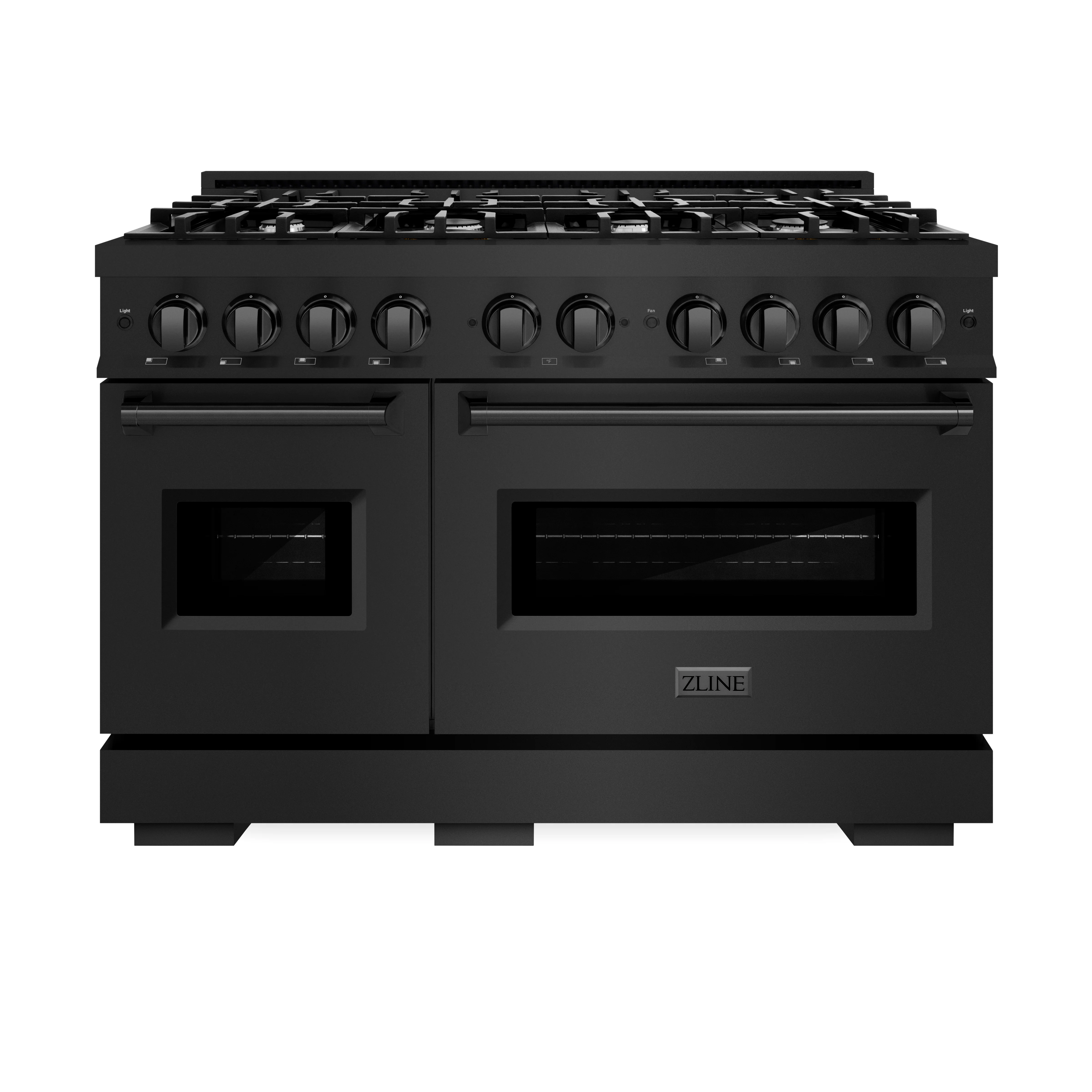 ZLINE 48 in. 6.7 cu. ft. Classic Double Oven Dual Fuel Range with 8 Burner Gas Cooktop in Black Stainless Steel (CDRB-48) - Image 2