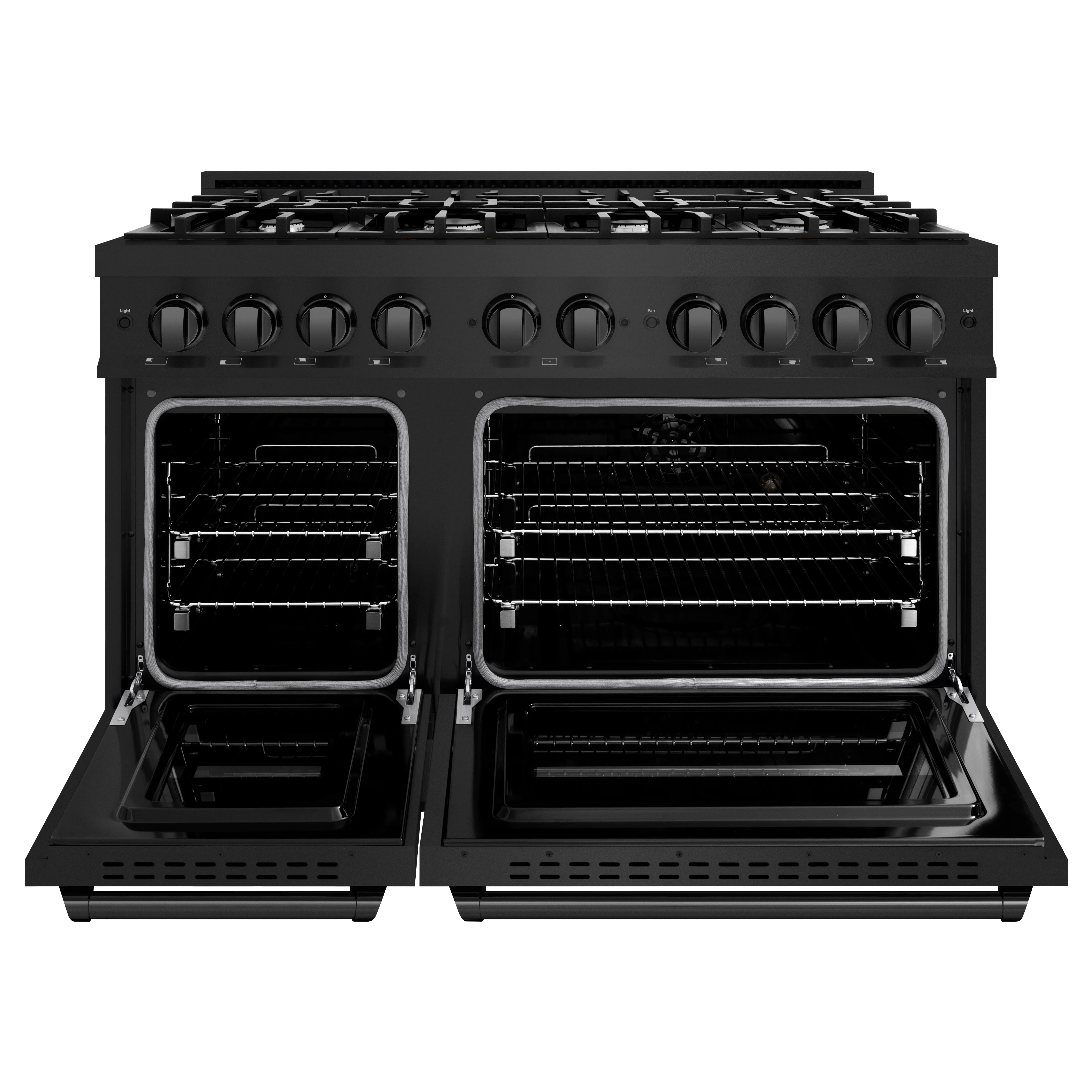 ZLINE 48 in. 6.7 cu. ft. Classic Double Oven Dual Fuel Range with 8 Burner Gas Cooktop in Black Stainless Steel (CDRB-48) - Image 3