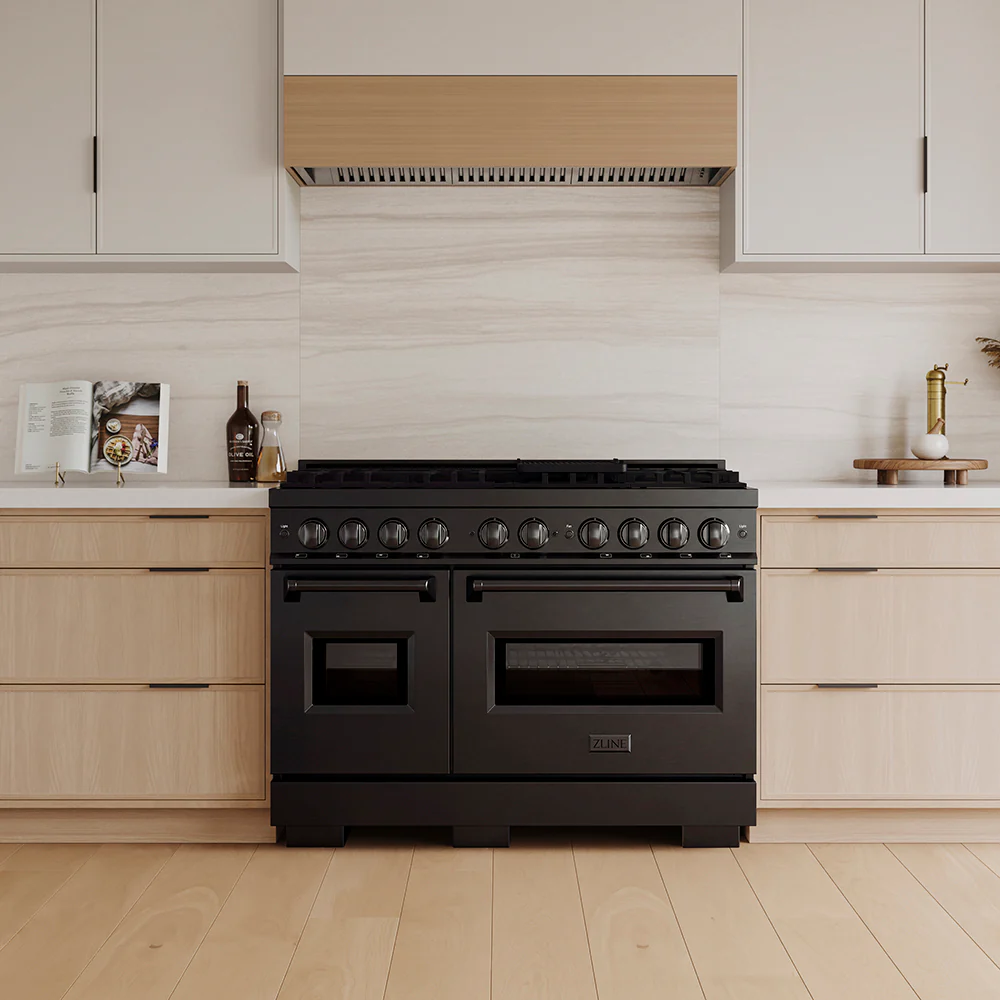 ZLINE 48 in. 6.7 cu. ft. Classic Dual Fuel Range with 8 Burner DuoPro™ Cooktop and Dual Ovens in Black Stainless Steel (PCDRB-48) - Image 6