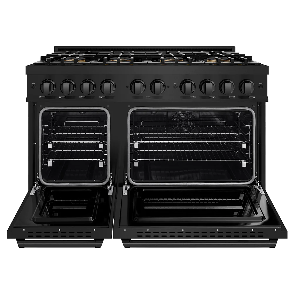 ZLINE 48 in. 6.7 cu. ft. Classic Dual Fuel Range with 8 Burner DuoPro™ Cooktop and Dual Ovens in Black Stainless Steel (PCDRB-48) - Image 9