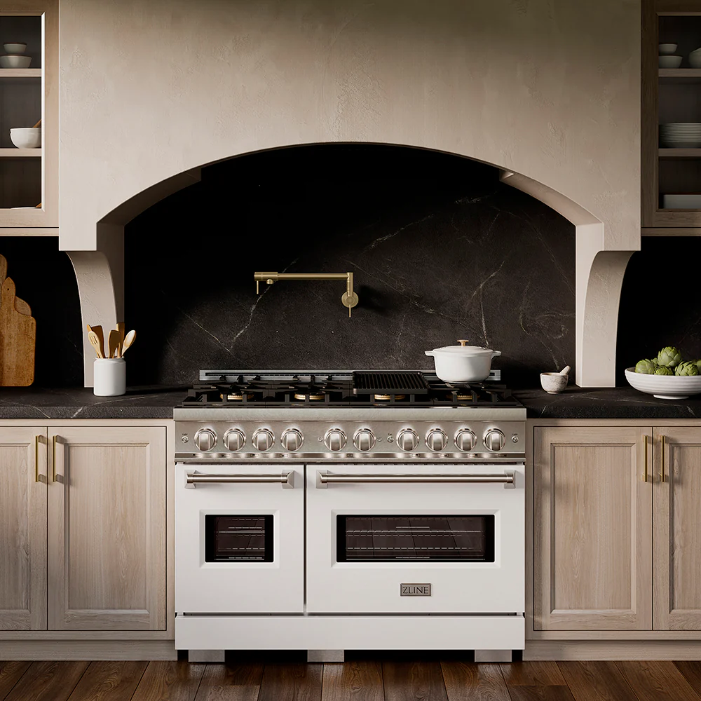 ZLINE 48 in. 6.7 cu. ft. Classic Dual Fuel Range with 8 Burner DuoPro™ Cooktop and Dual Ovens in Satin Stainless Steel with White Matte Doors (PCDRS-WM-48) - Image 21