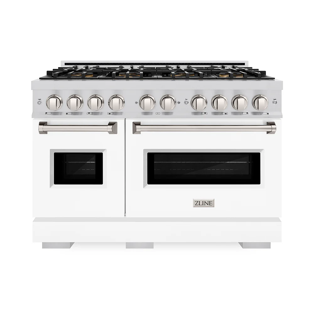ZLINE 48 in. 6.7 cu. ft. Classic Dual Fuel Range with 8 Burner DuoPro™ Cooktop and Dual Ovens with White Matte Doors (PCDR-WM-48) - Image 7