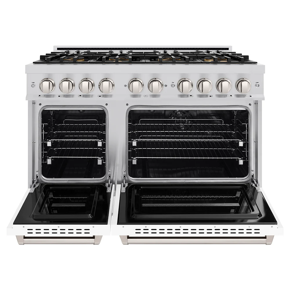 ZLINE 48 in. 6.7 cu. ft. Classic Dual Fuel Range with 8 Burner DuoPro™ Cooktop and Dual Ovens with White Matte Doors (PCDR-WM-48) - Image 9