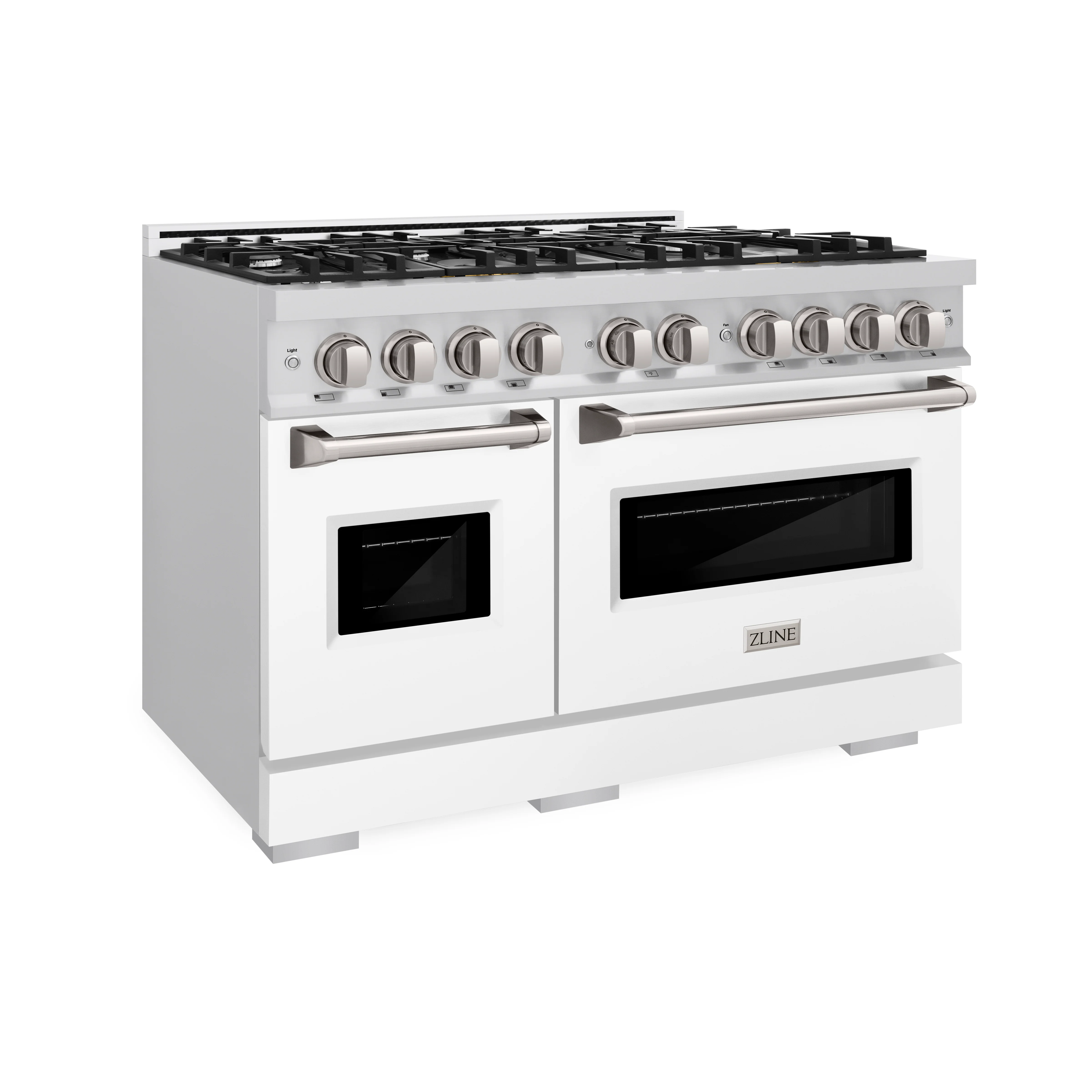 ZLINE 48 in. 6.7 cu. ft. Classic Double Oven Dual Fuel Range with 8 Burner Gas Cooktop in Stainless Steel with White Matte Doors (CDR-WM-48) - Image 2
