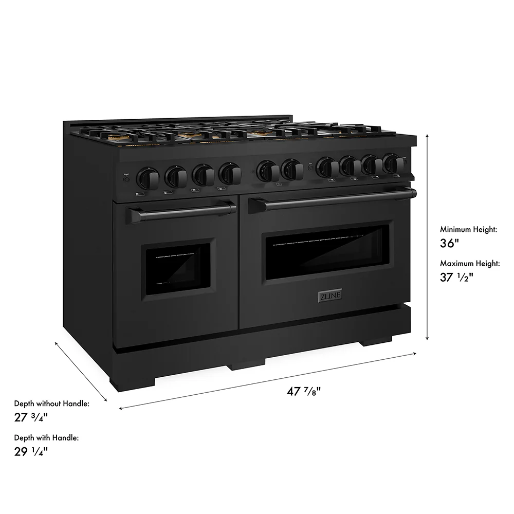 ZLINE 48 in. 6.7 cu. ft. Classic Gas Range with 8 Burner DuoPro™ Cooktop and Dual Ovens in Black Stainless Steel (PCGRB-48) - Image 28