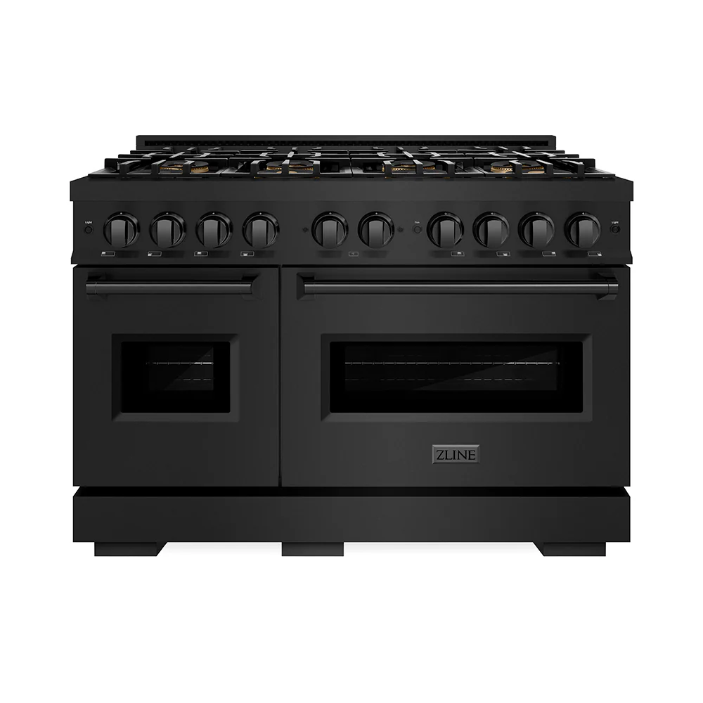 ZLINE 48 in. 6.7 cu. ft. Classic Gas Range with 8 Burner DuoPro™ Cooktop and Dual Ovens in Black Stainless Steel (PCGRB-48) - Image 8