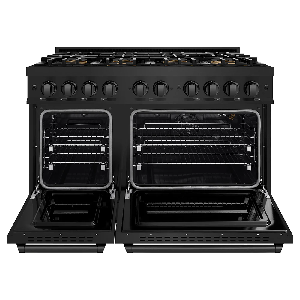 ZLINE 48 in. 6.7 cu. ft. Classic Gas Range with 8 Burner DuoPro™ Cooktop and Dual Ovens in Black Stainless Steel (PCGRB-48) - Image 9