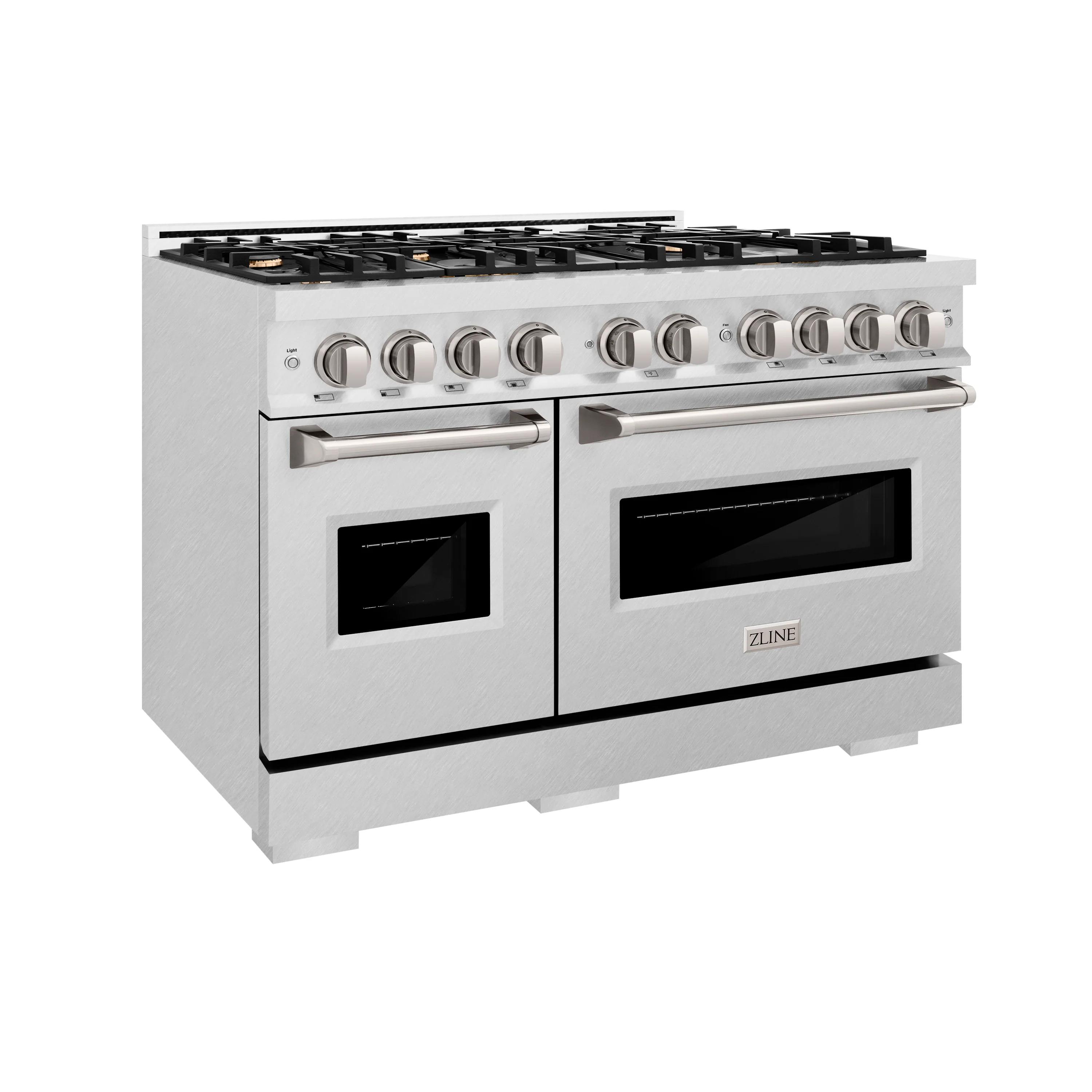 ZLINE 48 in. 6.7 cu. ft. Classic Double Oven Gas Range in Satin Stainless Steel with 8 Brass Burners (CGRS-BR-48) - Image 4