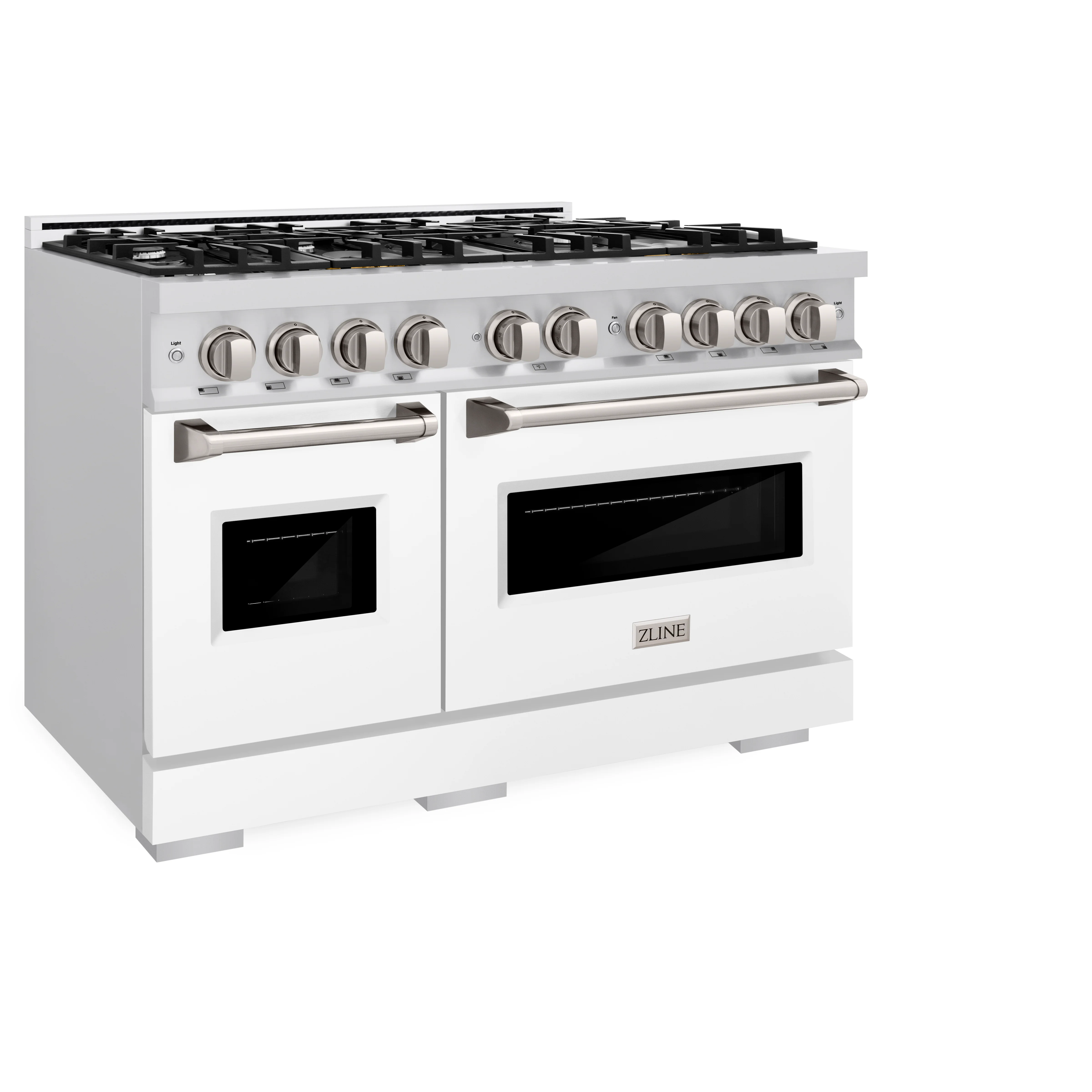 ZLINE 48 in. 6.7 cu. ft. Classic Double Oven Gas Range with 8 Burner Cooktop in Stainless Steel with White Matte Doors (CGR-WM-48) - Image 5