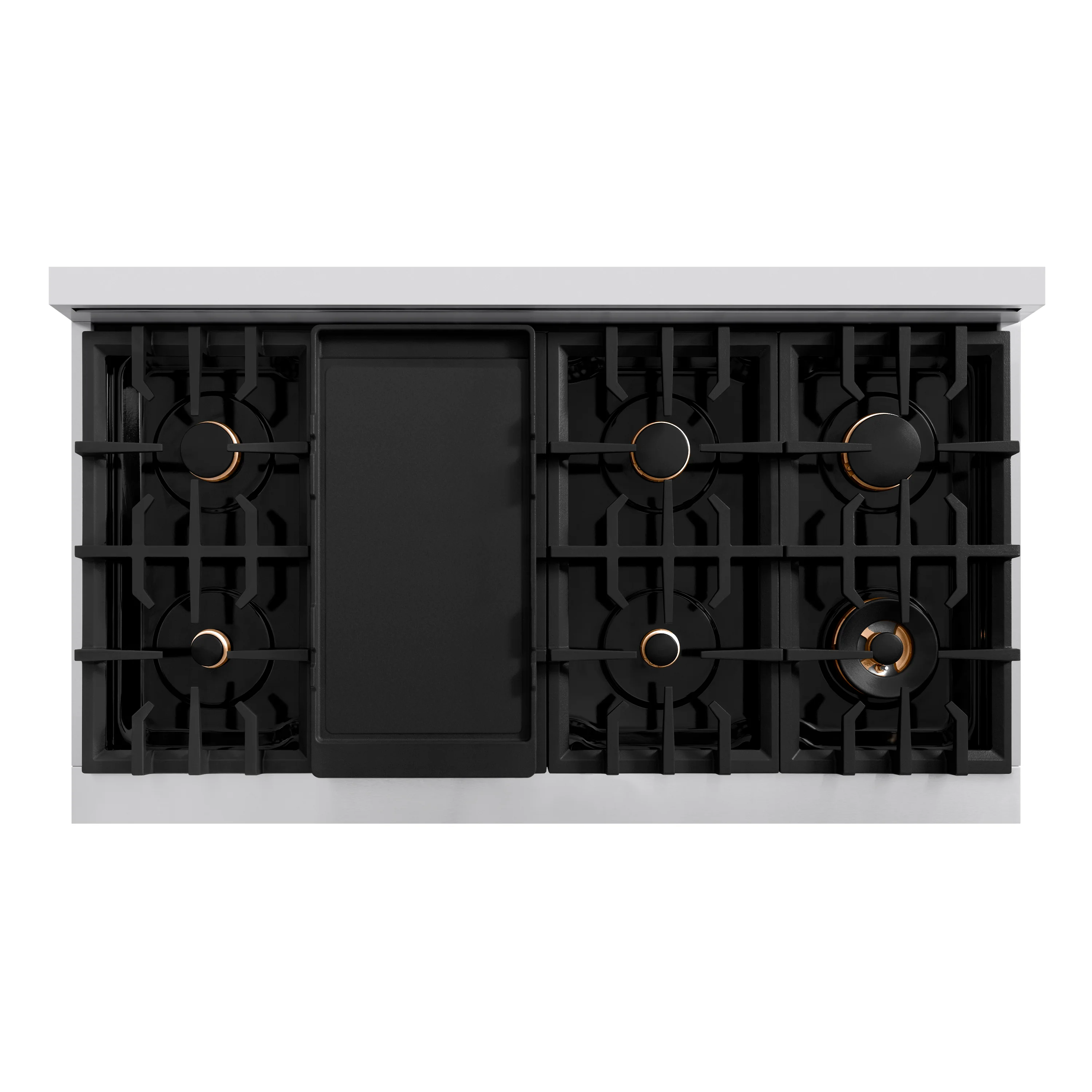 ZLINE 48 in. Classic Gas Rangetop with 8 Brass Burners and Porcelain Cooktop in Stainless Steel (RT-BR-48) - Image 2