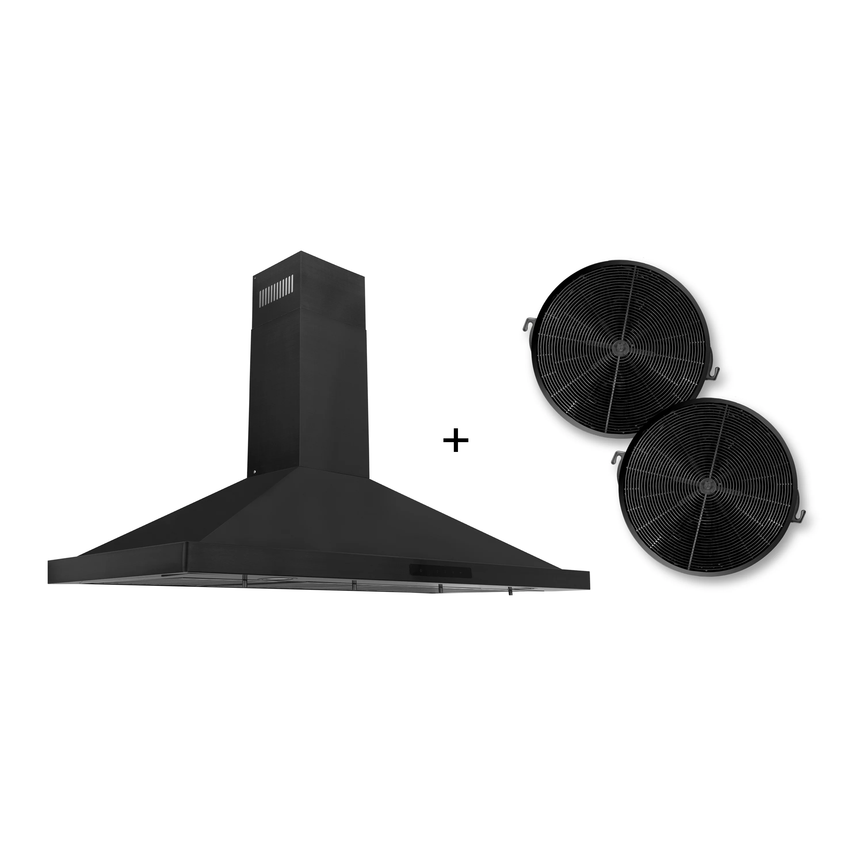 ZLINE 48" Convertible Wall Mount Range Hood in Black Stainless Steel with Set of 2 Charcoal Filters, LED lighting and Dishwasher-Safe Baffle Filters (BSKBN-CF-48) - Image 2