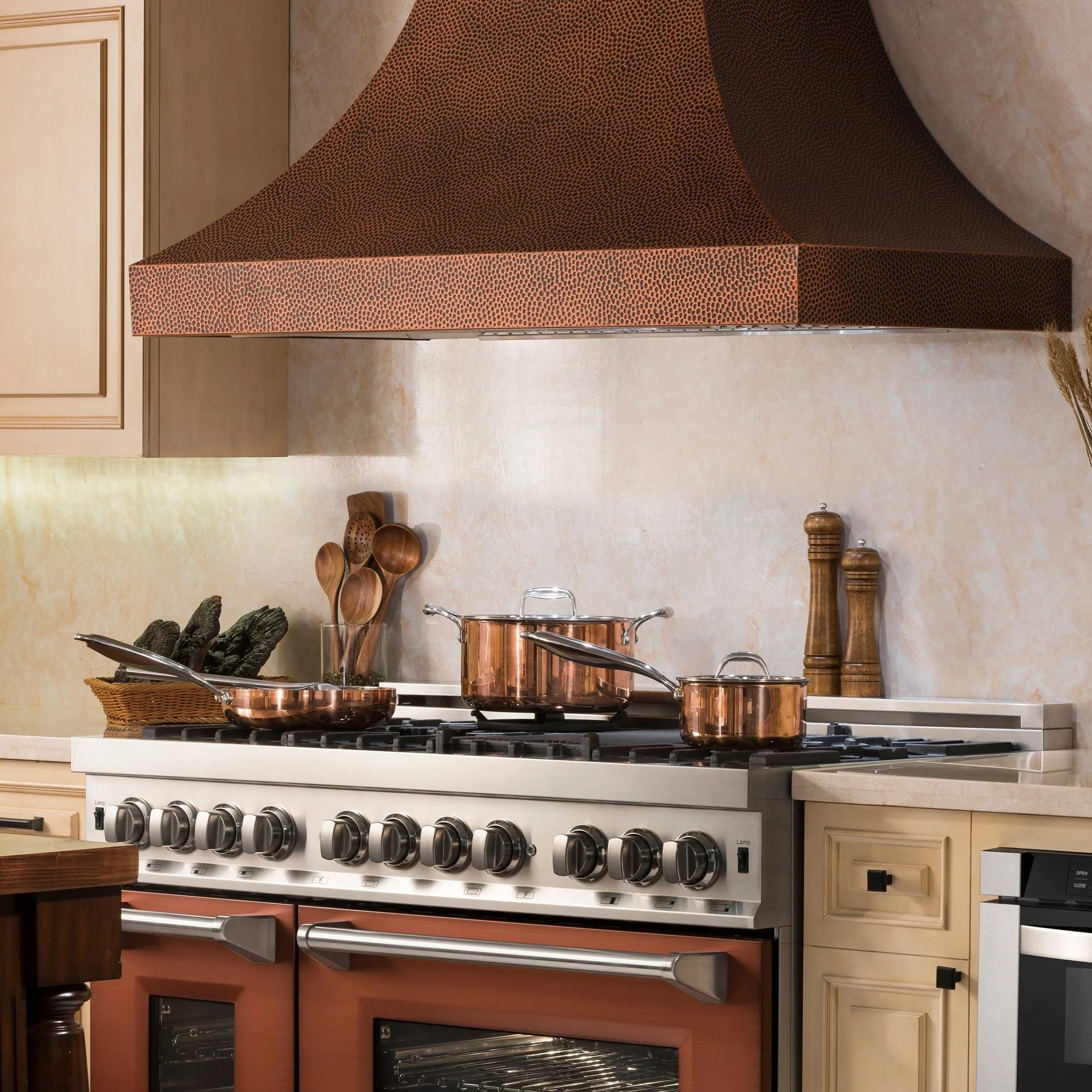 ZLINE 48" Designer Series Hand-Hammered Copper Finish Ducted Wall Range Hood (8632H-48) - Image 2